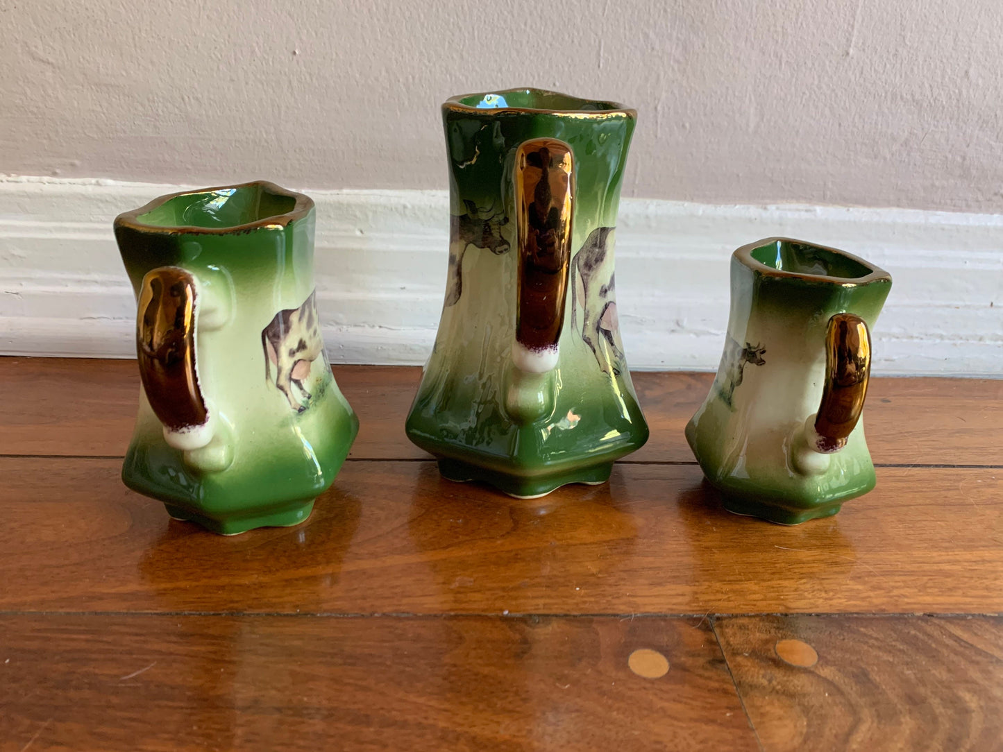 Vintage Glazed Ceramic Creamers by Ballporeen of Ireland, Set of 3