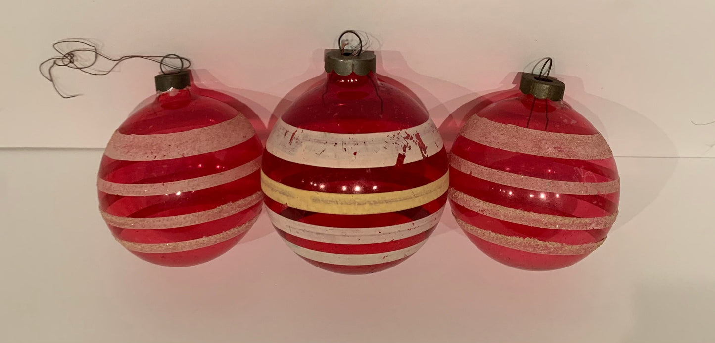 1950s Ball Ornaments, set of 3