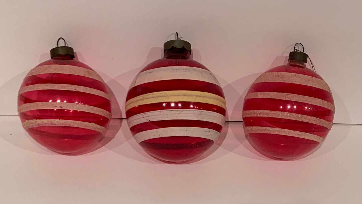 1950s Ball Ornaments, set of 3