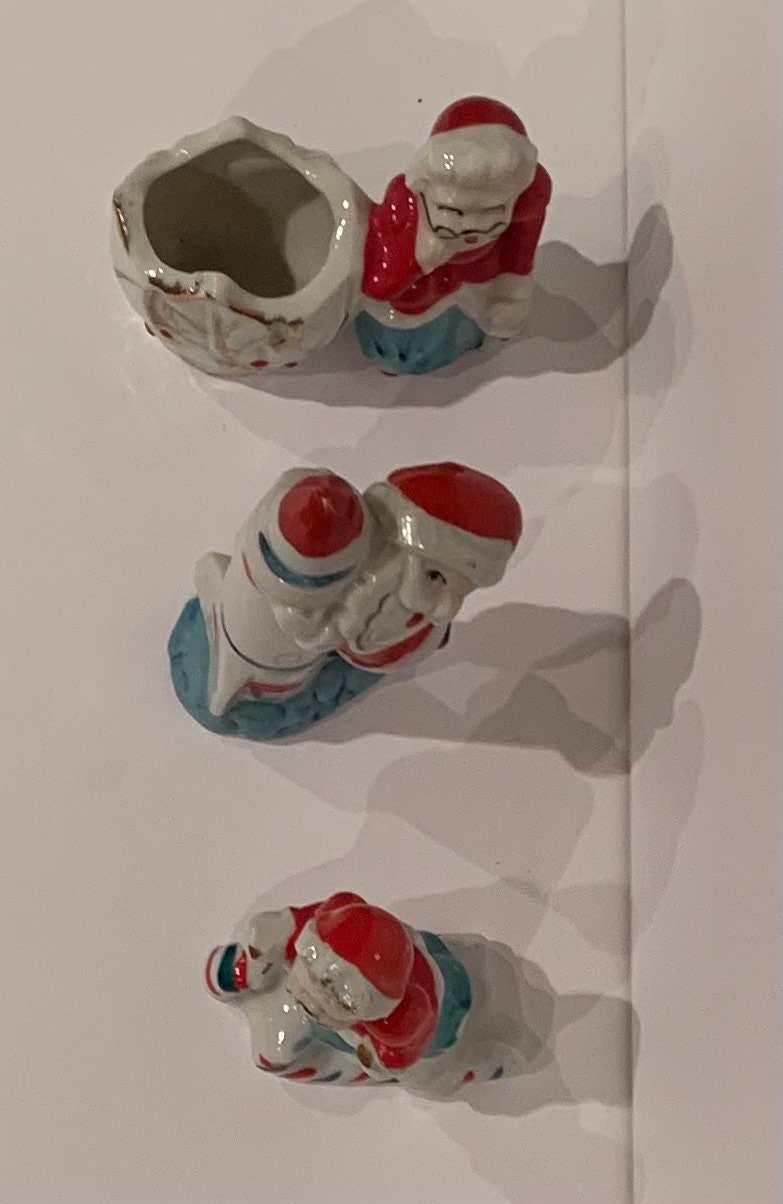 1950s Santa Ornaments, set of 3