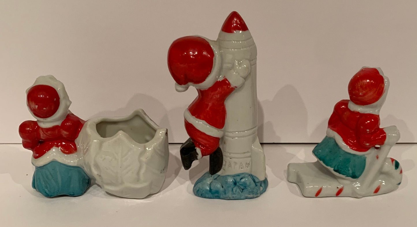 1950s Santa Ornaments, set of 3