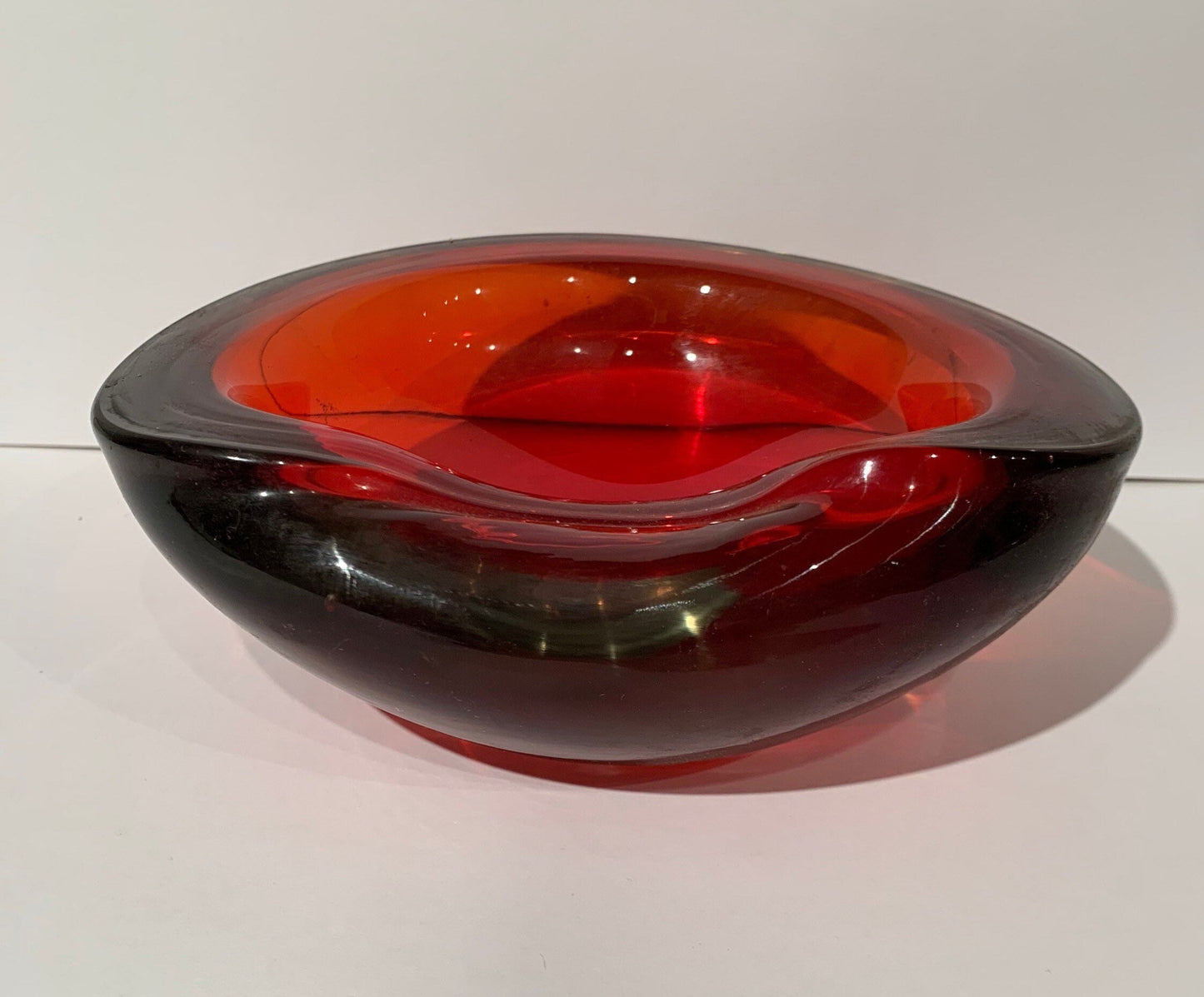 Murano Glass Ashtray Red