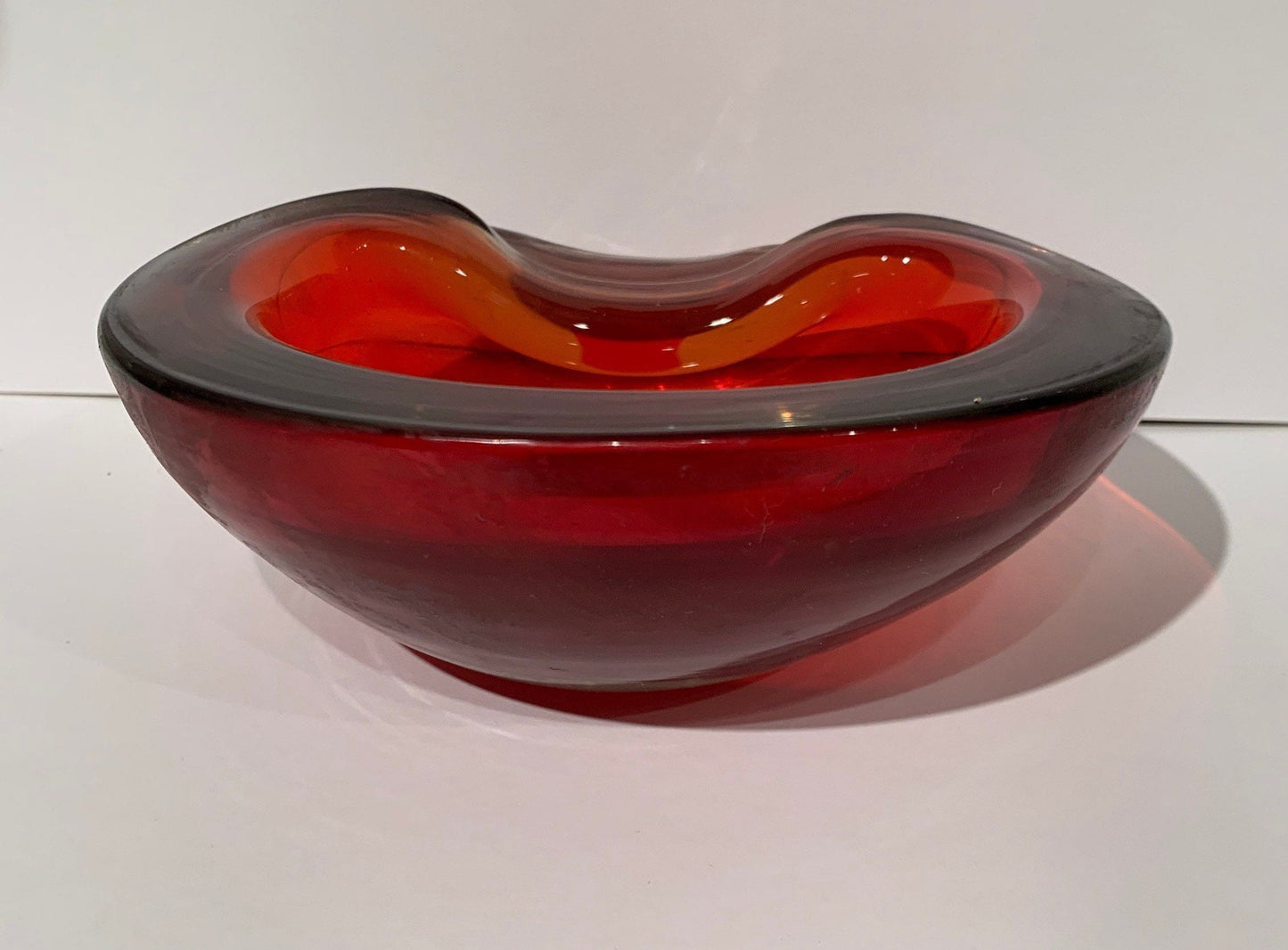 Murano Glass Ashtray Red