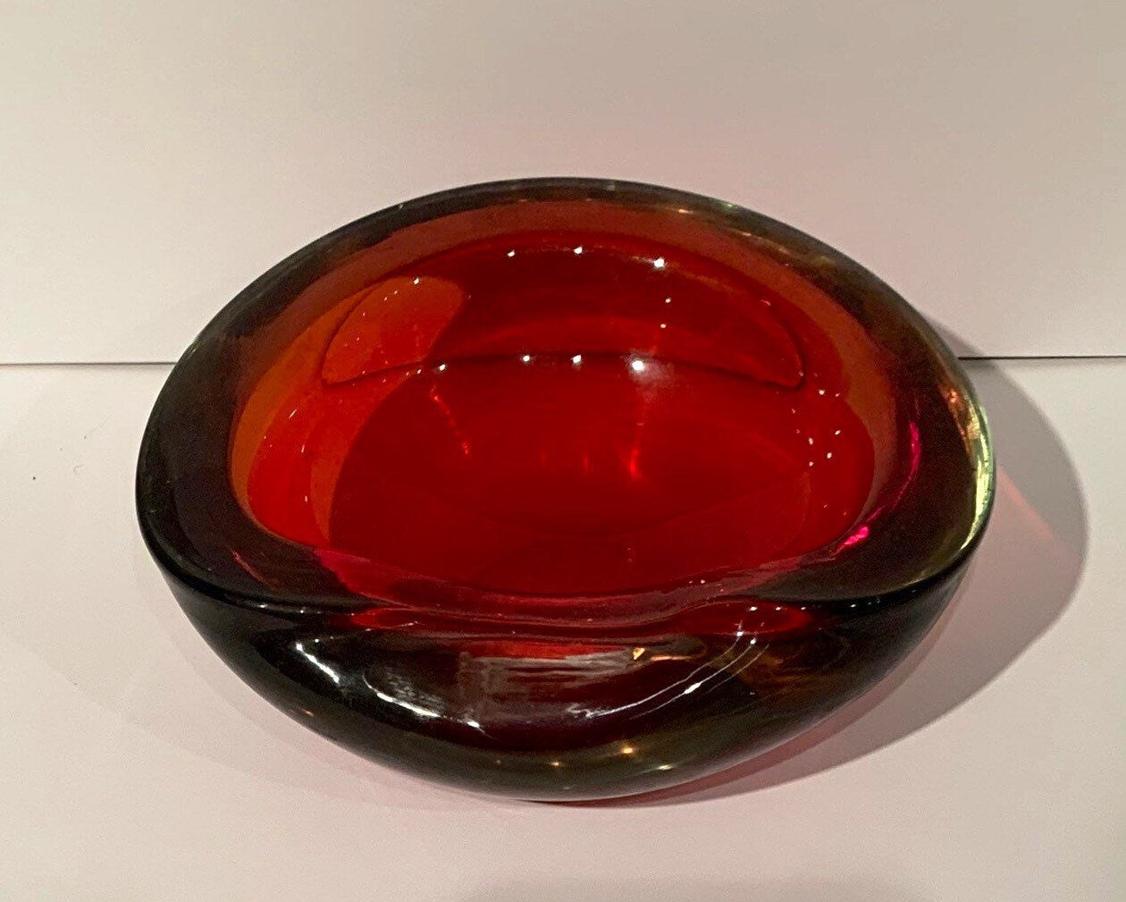 Murano Glass Ashtray Red