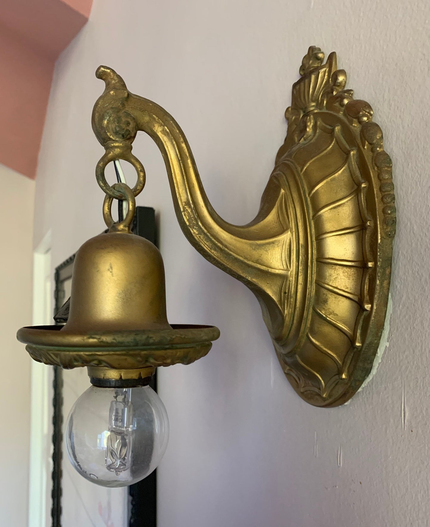 Brass art deco sconces, Set of 2