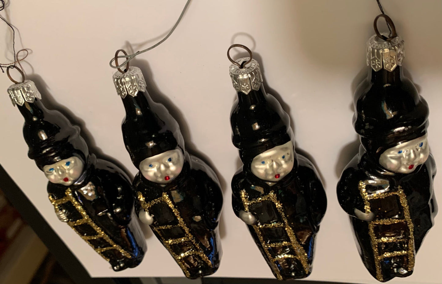 Vintage Ceramic Christmas Ornament, set of 4