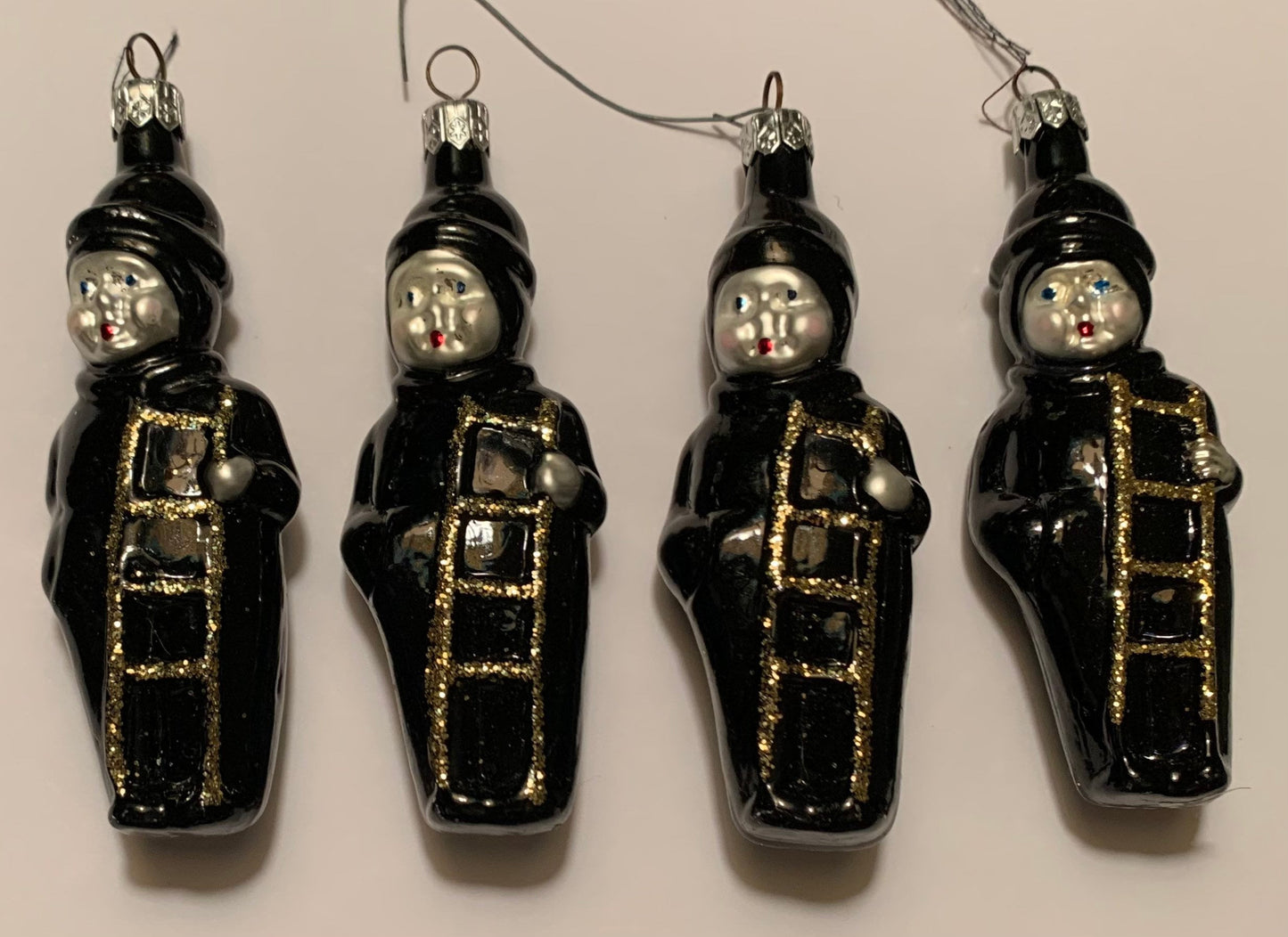 Vintage Ceramic Christmas Ornament, set of 4