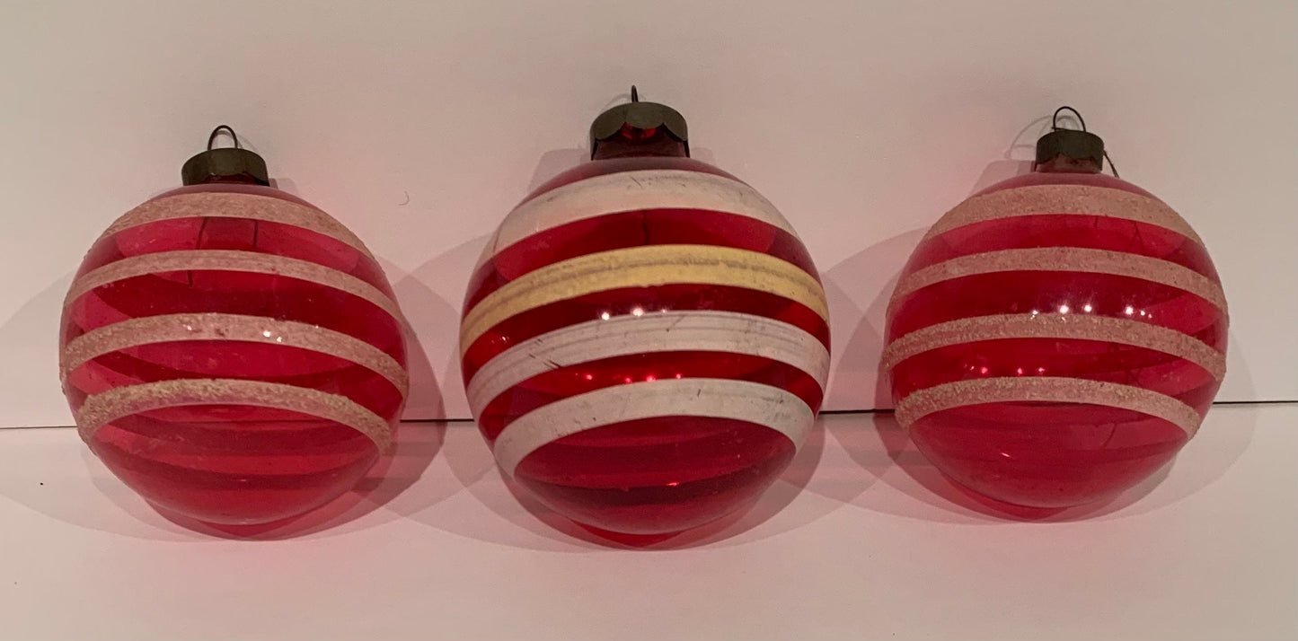 1950s Ball Ornaments, set of 3