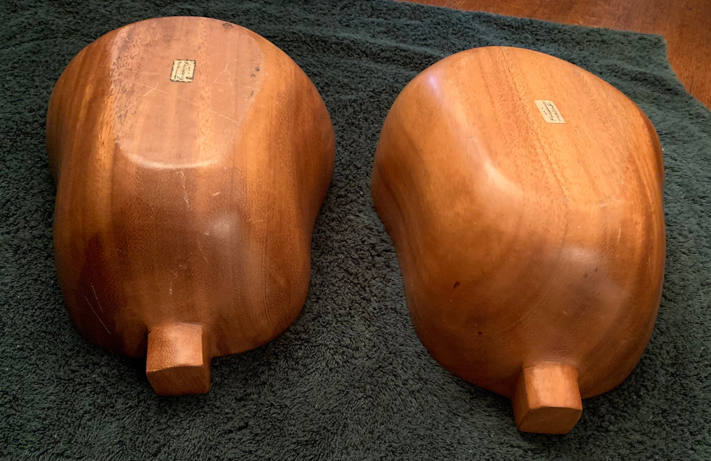 Vintage Pear Shaped Wood Bowls, Set of 2