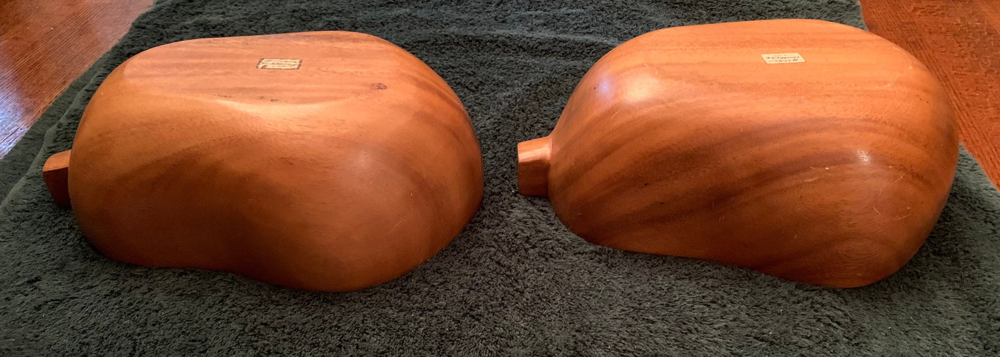 Vintage Pear Shaped Wood Bowls, Set of 2