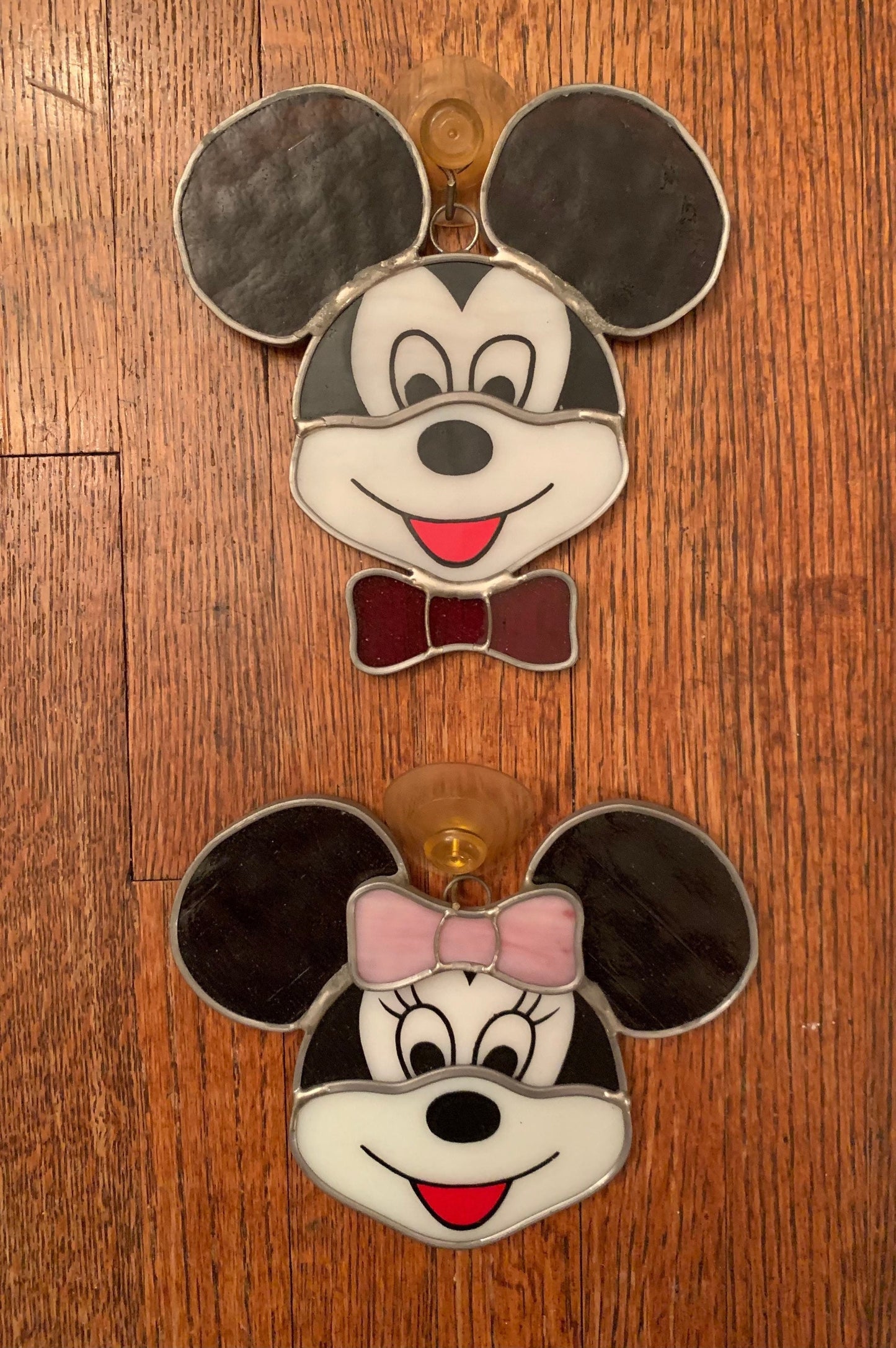 Vintage Mickey & Minnie Mouse Stained Glass Set