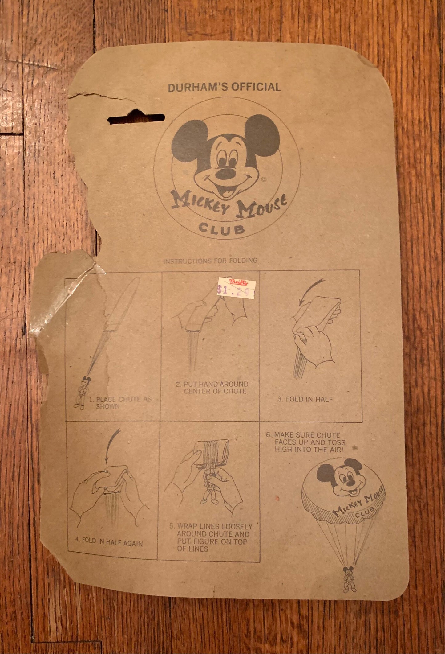 Vintage Mickey Mouse Club Parachutist Toy