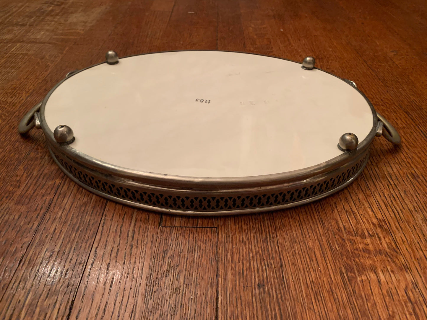 Vintage Oval Painted Porcelain Lion Tray