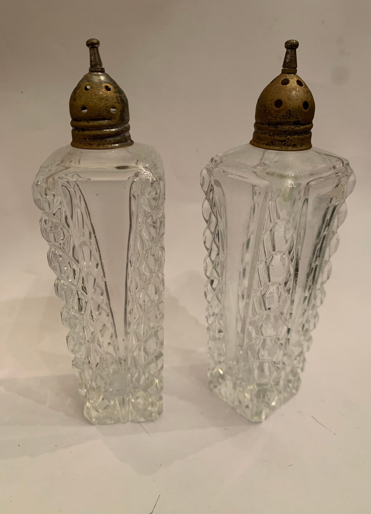 Vintage Cut Glass Salt and Pepper Shakers