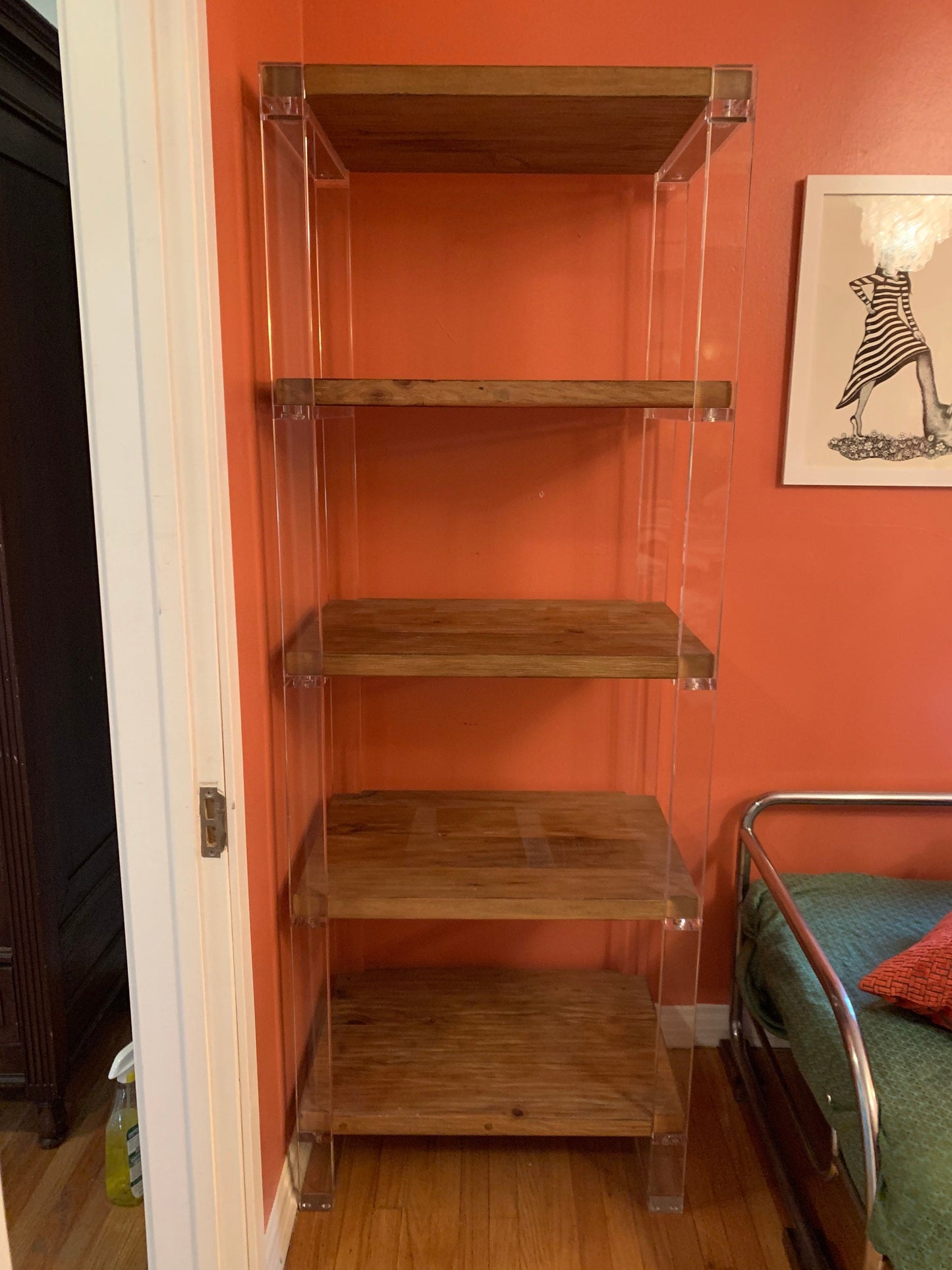 Lucite and wood shelf