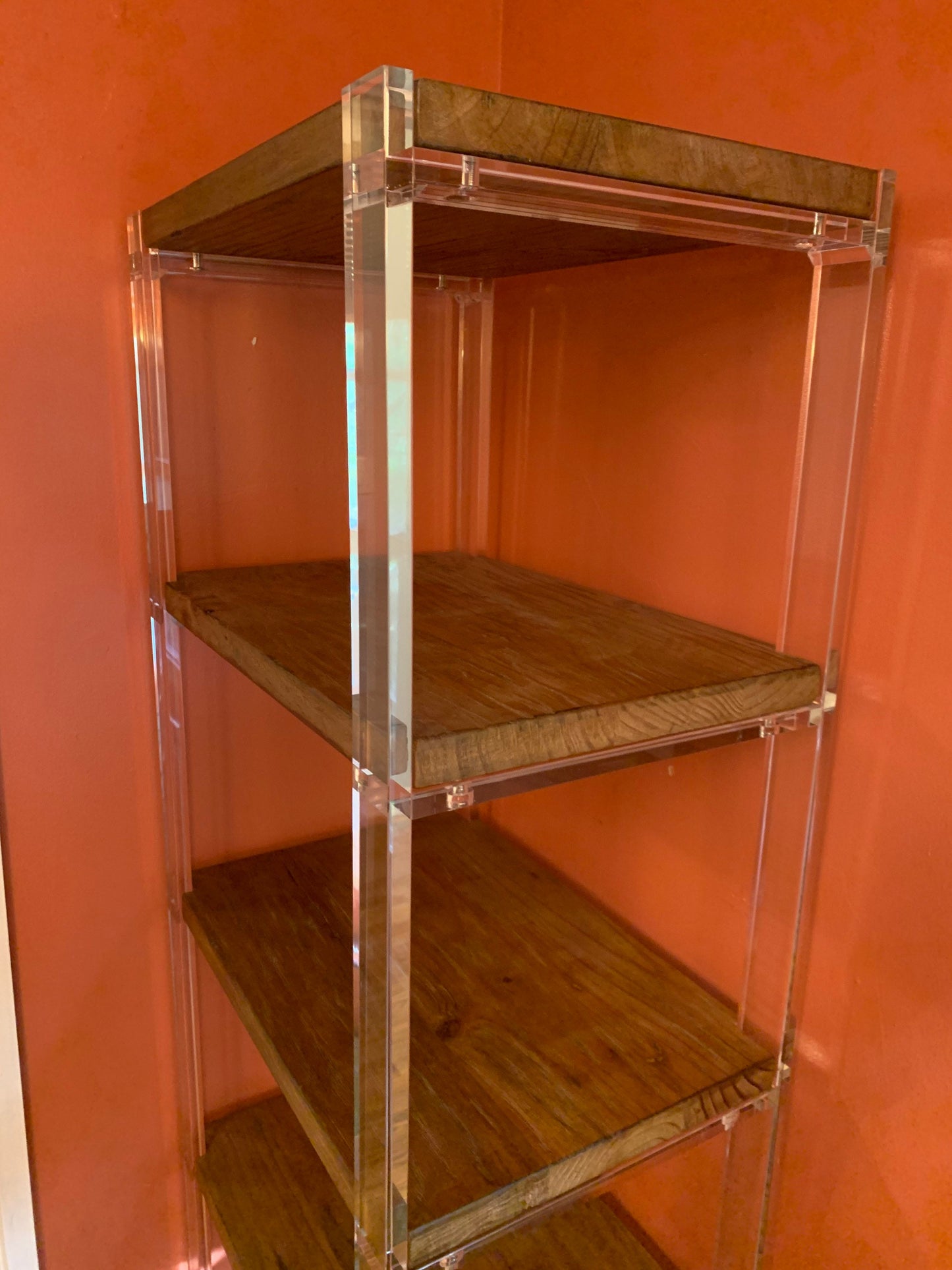 Lucite and wood shelf
