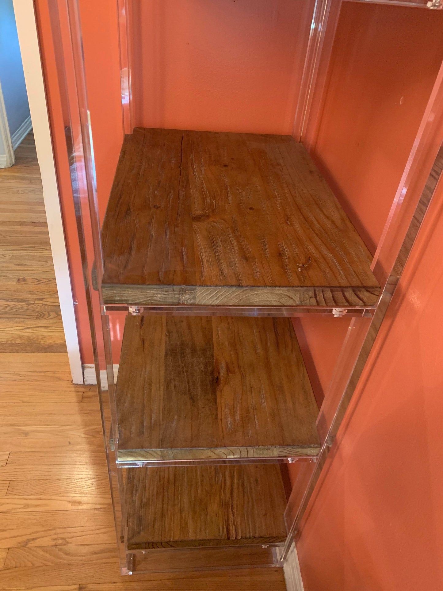 Lucite and wood shelf