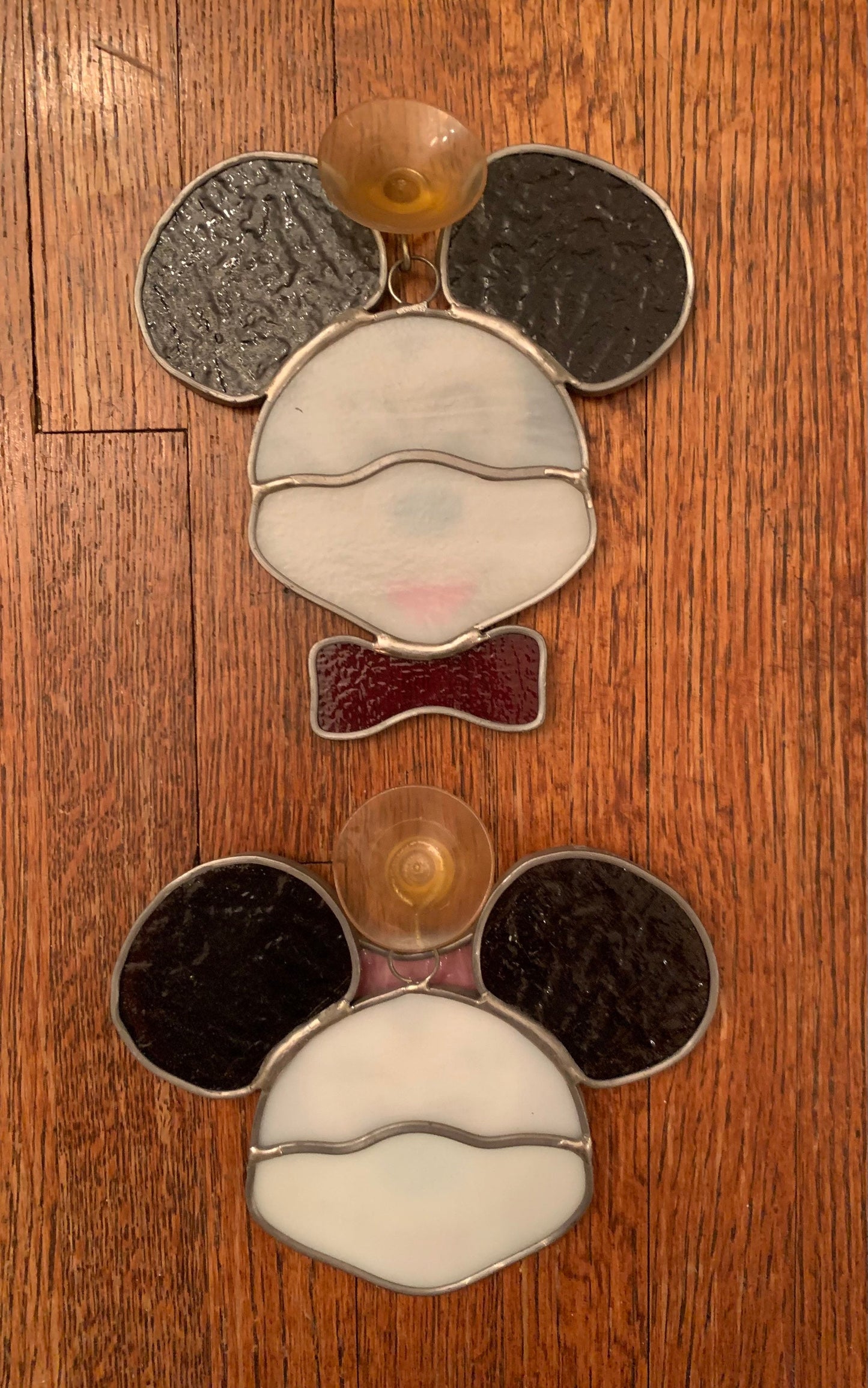 Vintage Mickey & Minnie Mouse Stained Glass Set