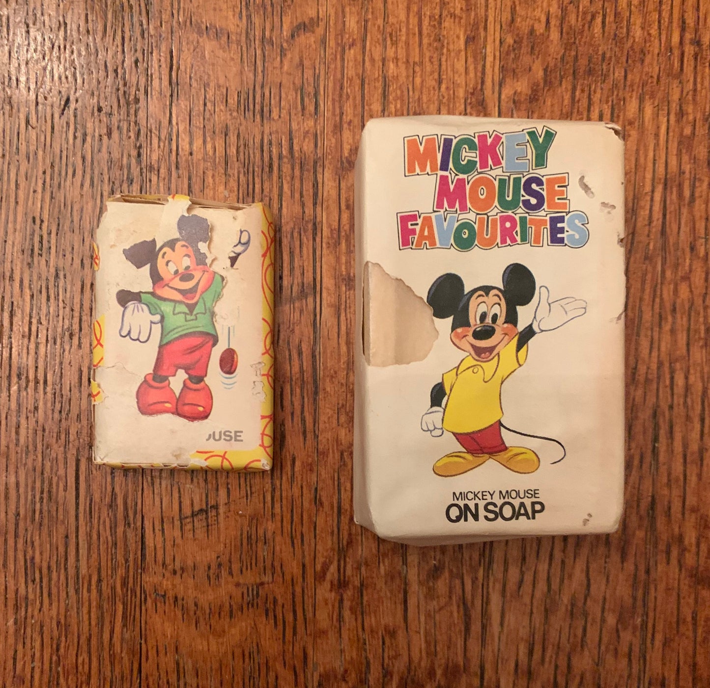 Vintage 1970s Mickey Mouse Bars of Soap, set of 2