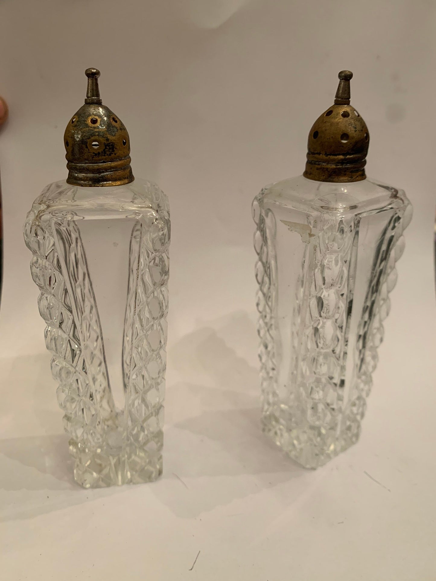 Vintage Cut Glass Salt and Pepper Shakers