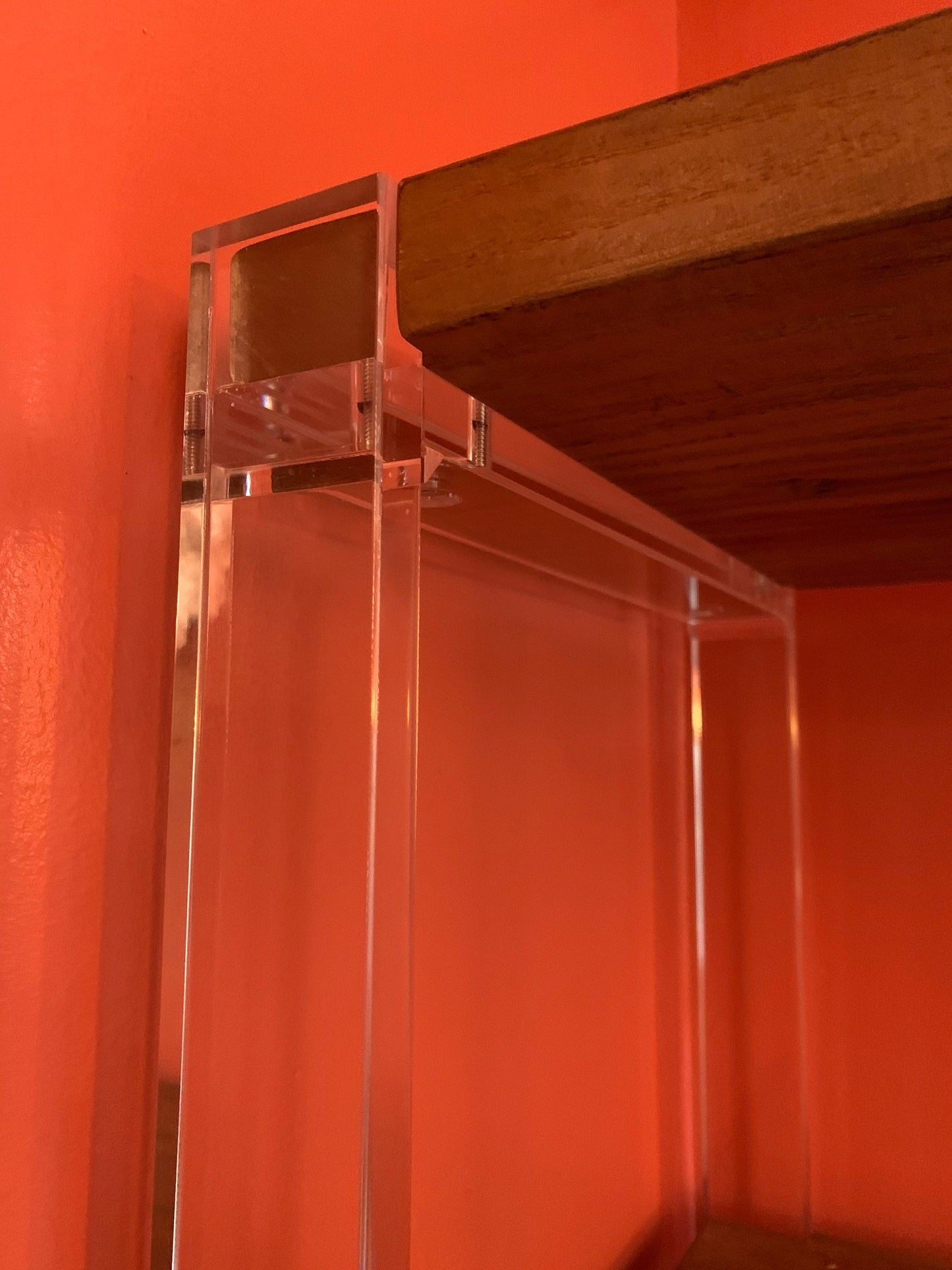 Lucite and wood shelf
