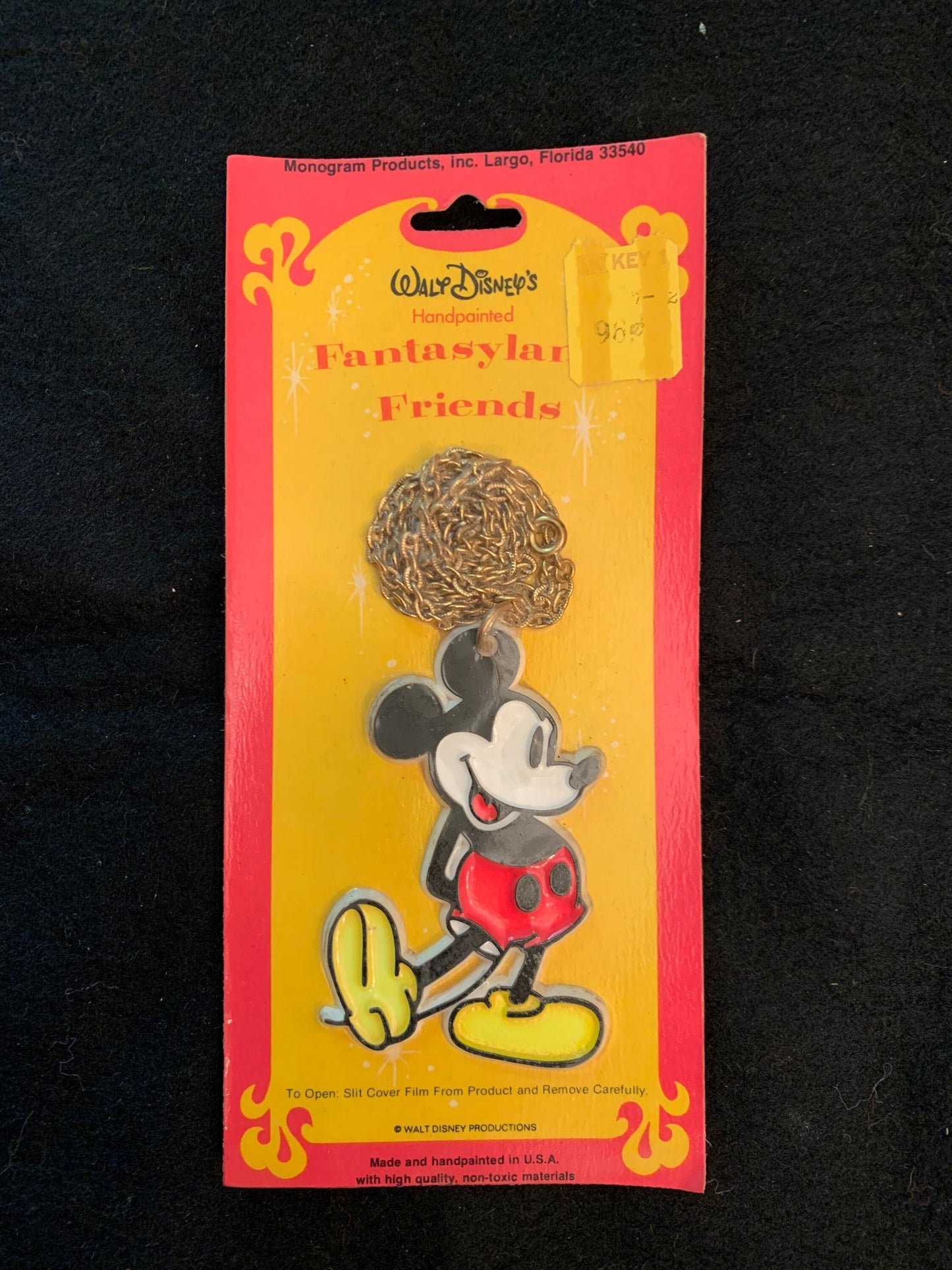 Vintage Mickey Mouse Necklace on Metal Chain