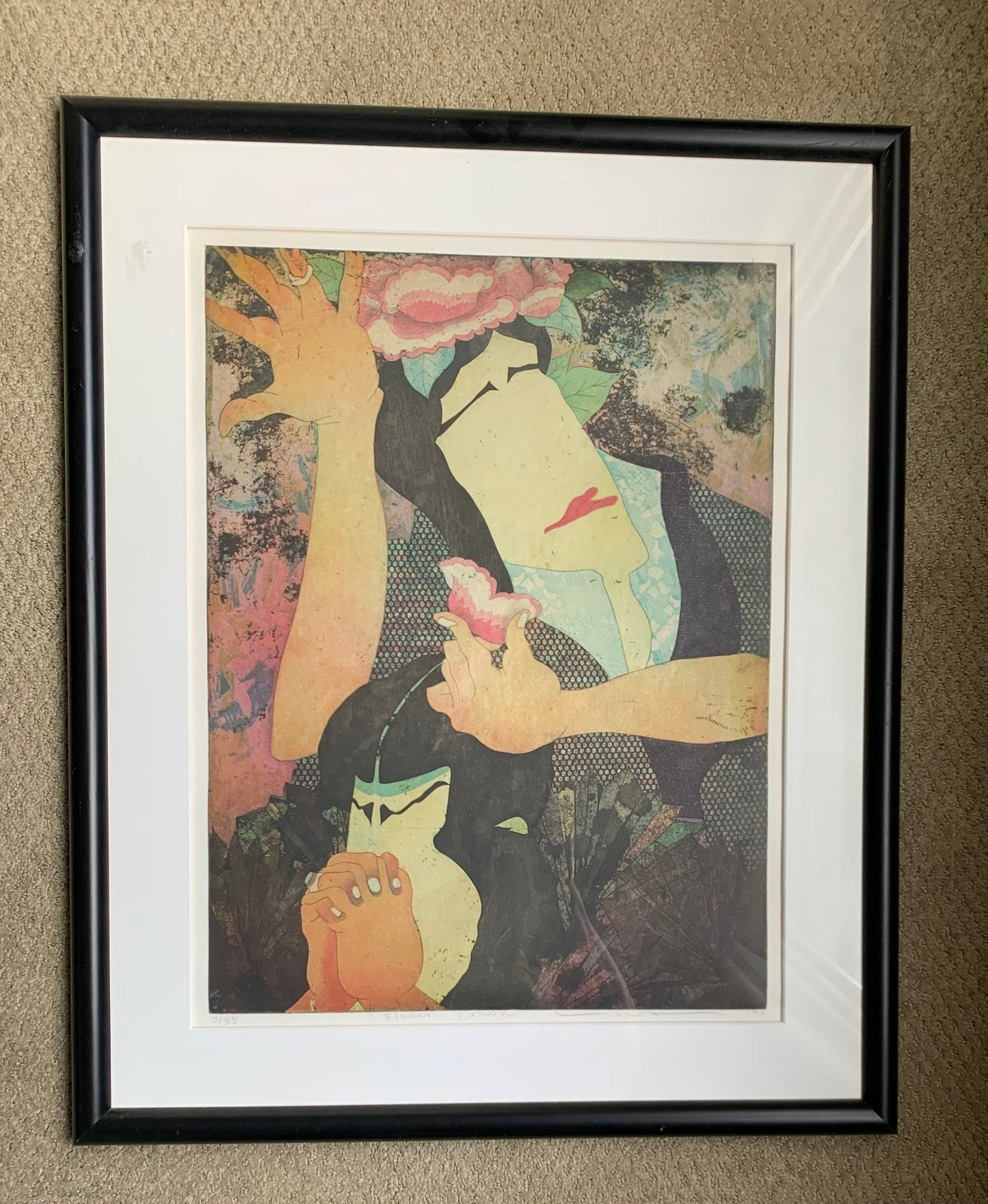 Vintage 1990s lithograph girl with engagement ring
