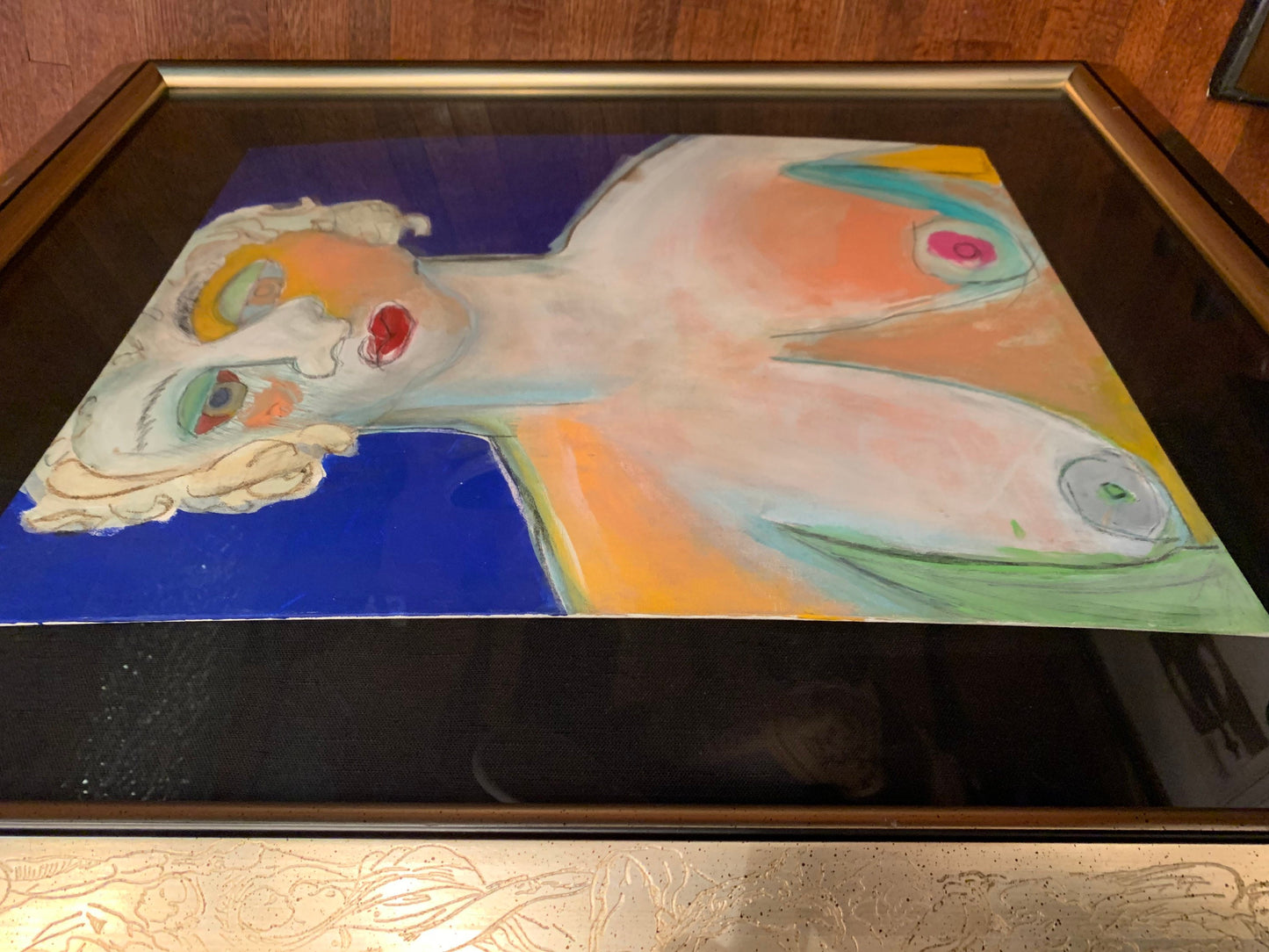 Vintage Picassoesque Acrylic Painting on Canvas