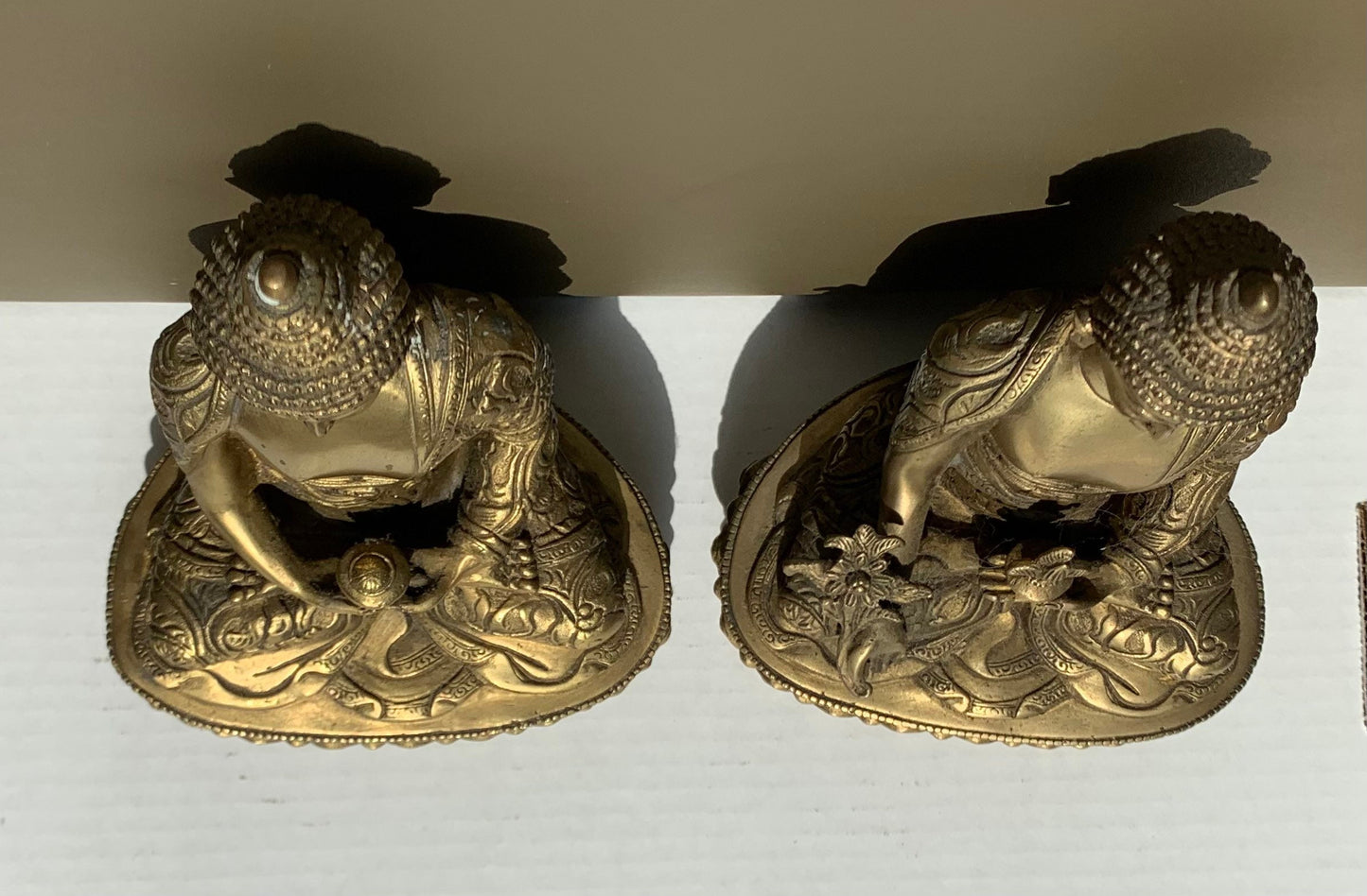 Chinese Tibetan Kwan-yin brass statues, set of 2