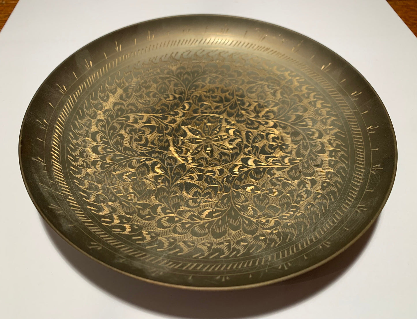 Vintage Etched Brass Bowl