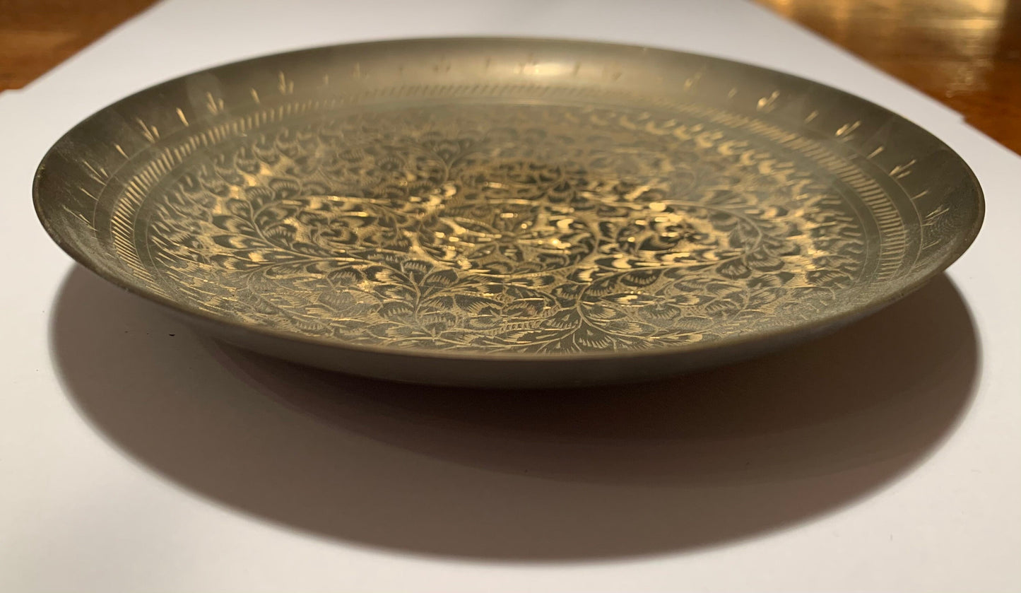 Vintage Etched Brass Bowl