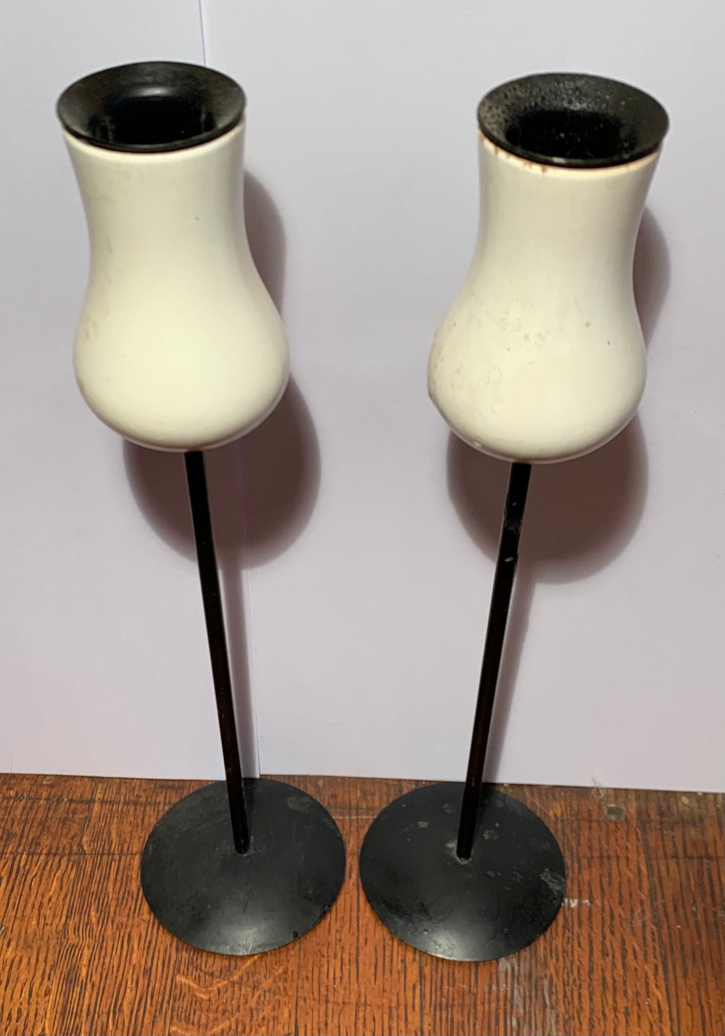Vintage Metal 'Tulip" Candlesticks, Set of 2