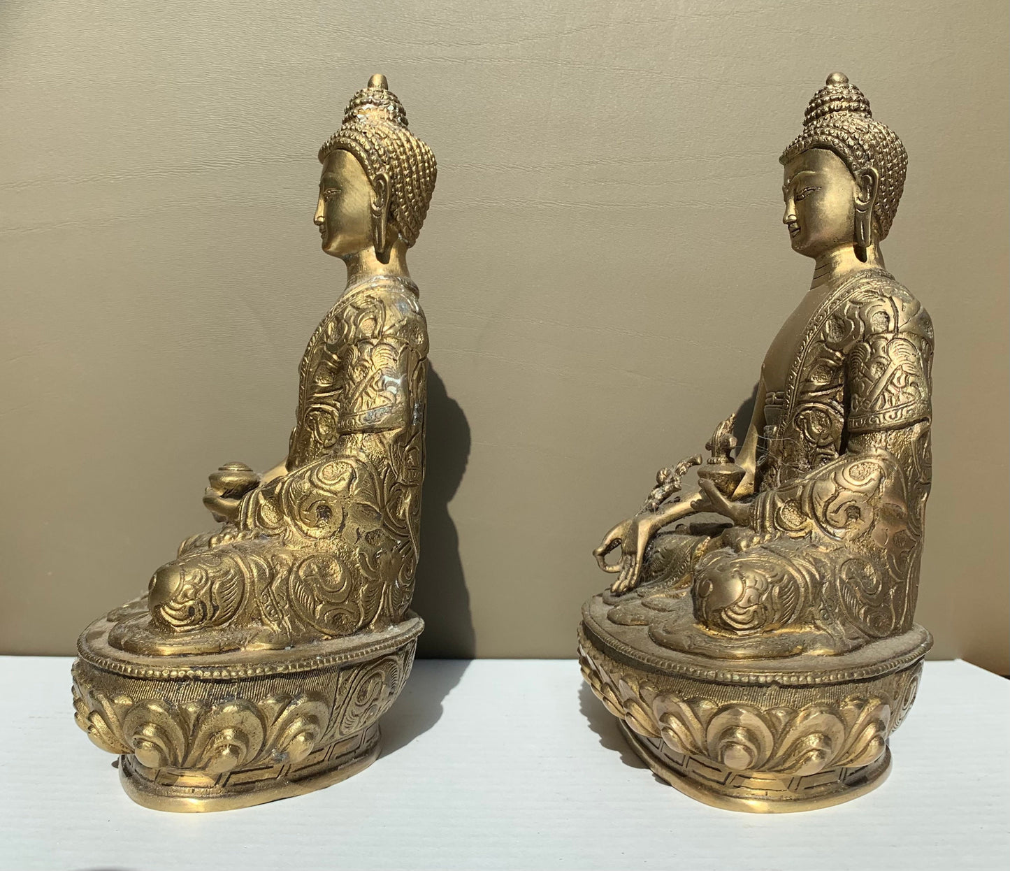 Chinese Tibetan Kwan-yin brass statues, set of 2