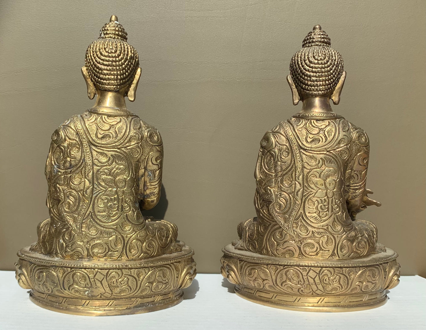 Chinese Tibetan Kwan-yin brass statues, set of 2