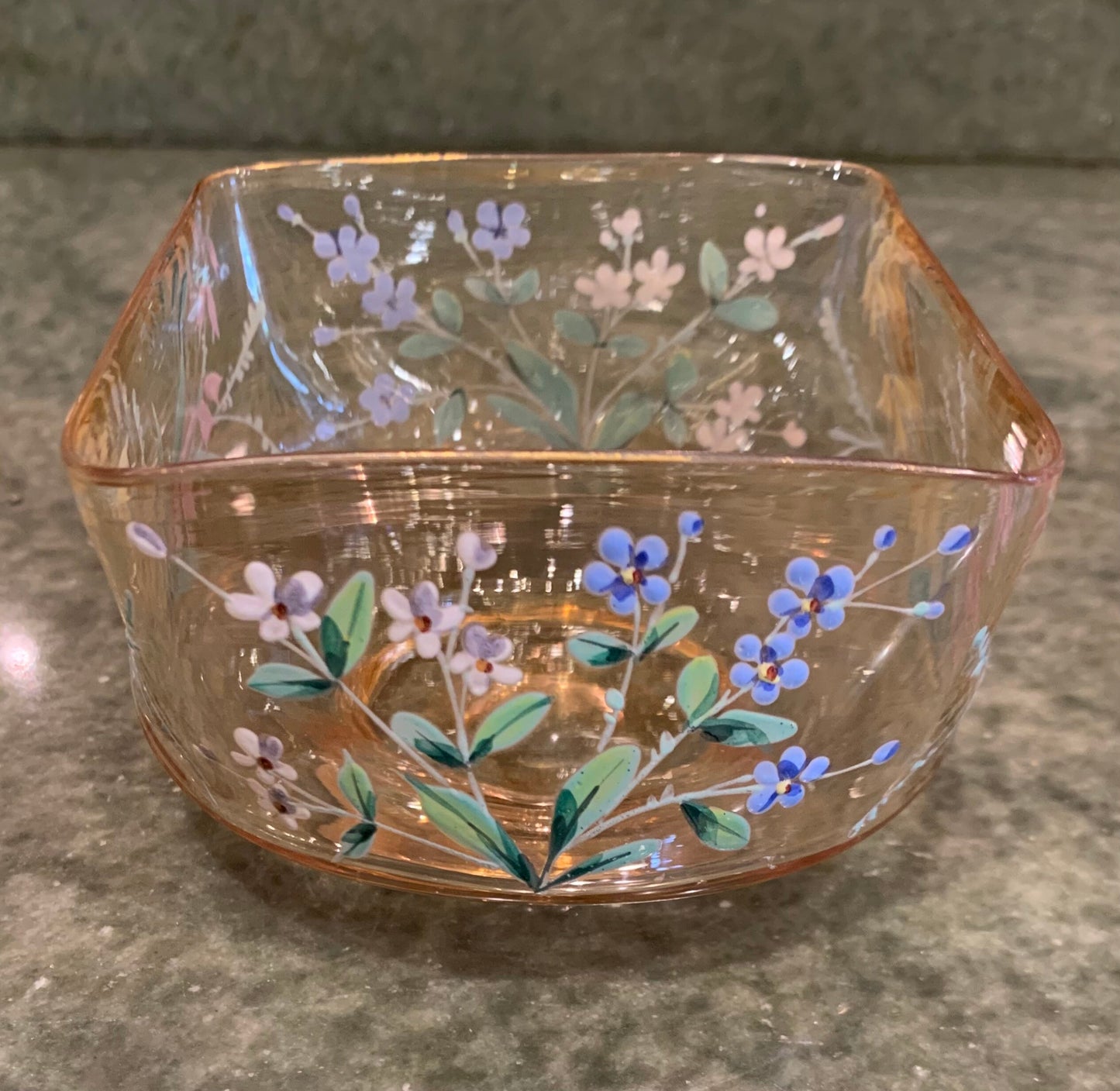 Painted glass water bowl