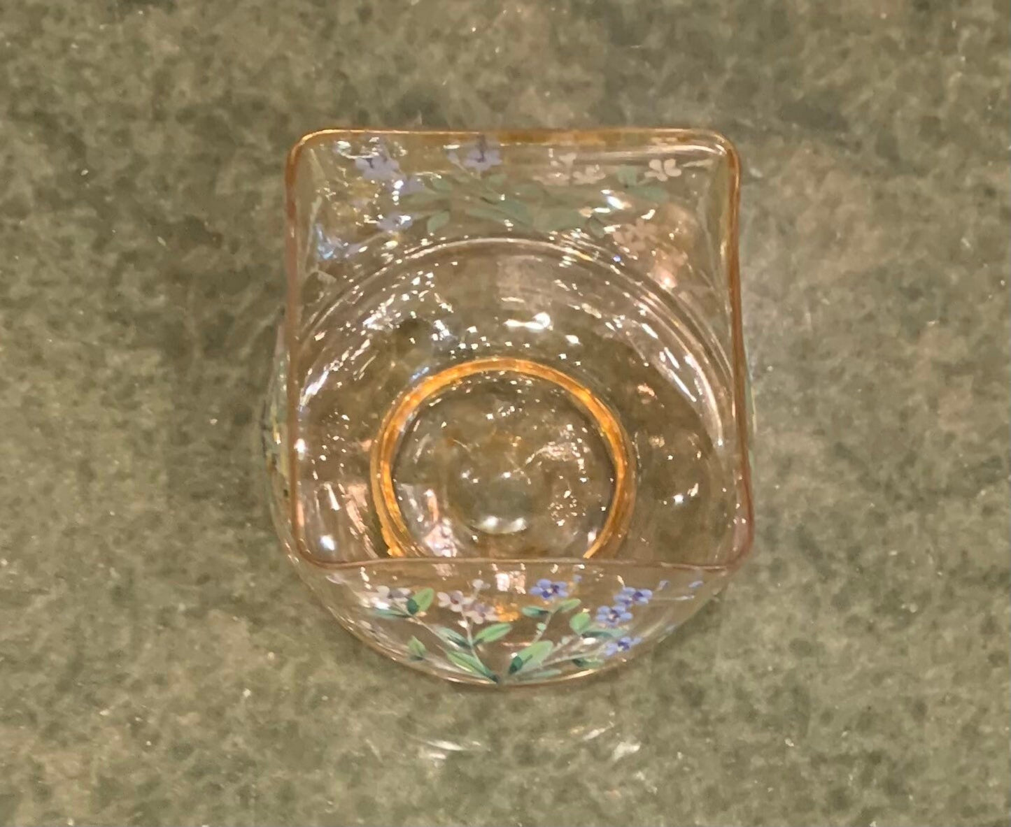 Painted glass water bowl