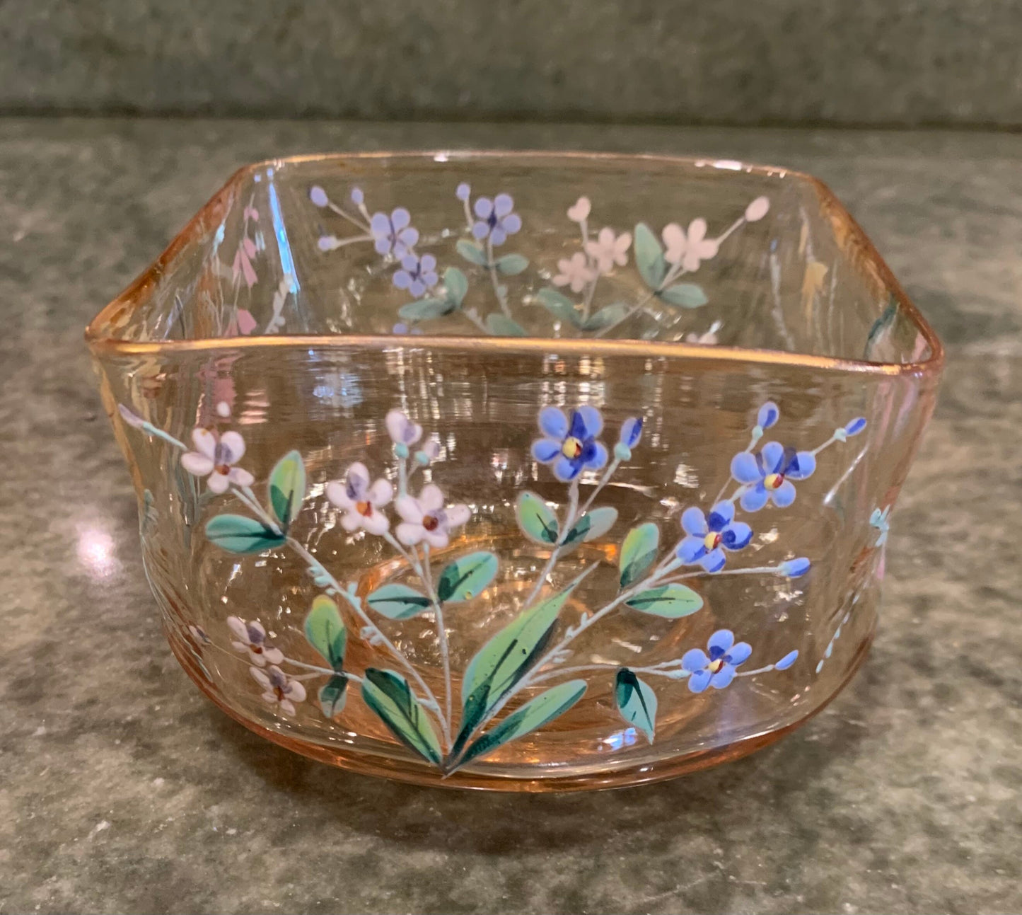 Painted glass water bowl
