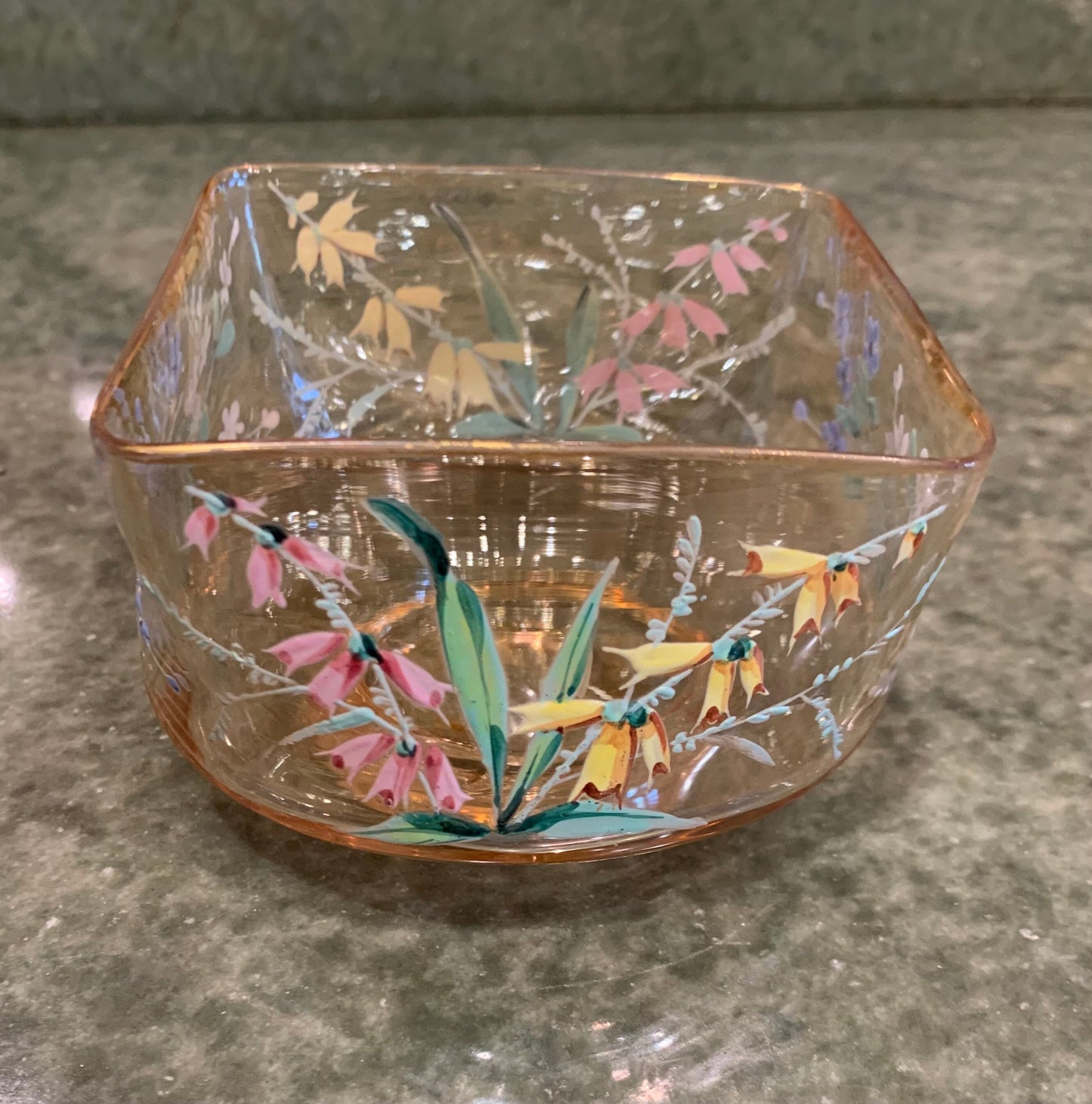 Painted glass water bowl