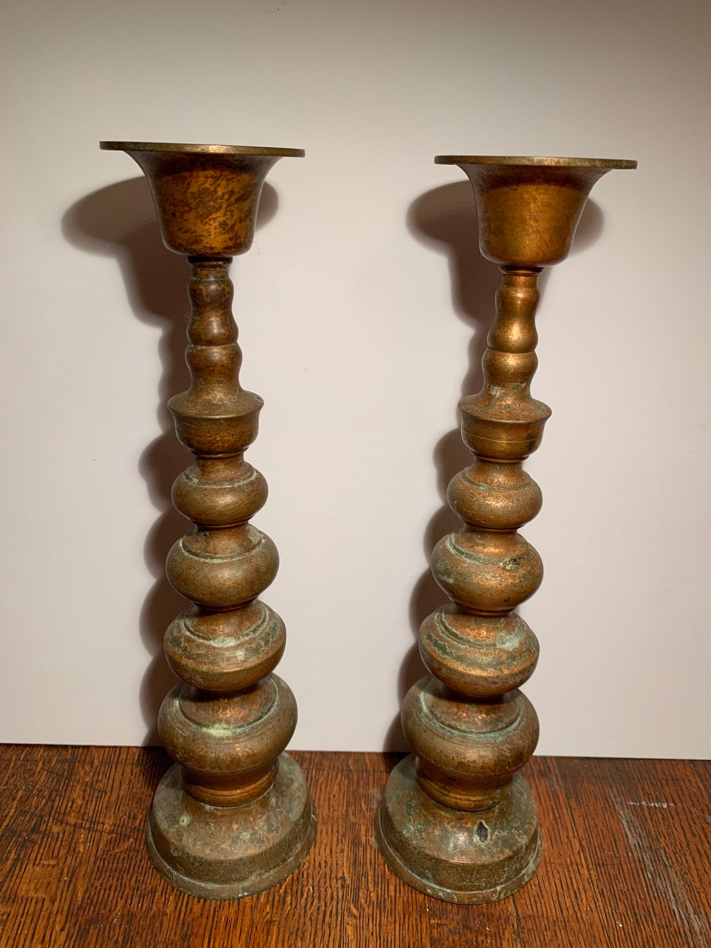 Vintage Brass Candlesticks, Set of 2
