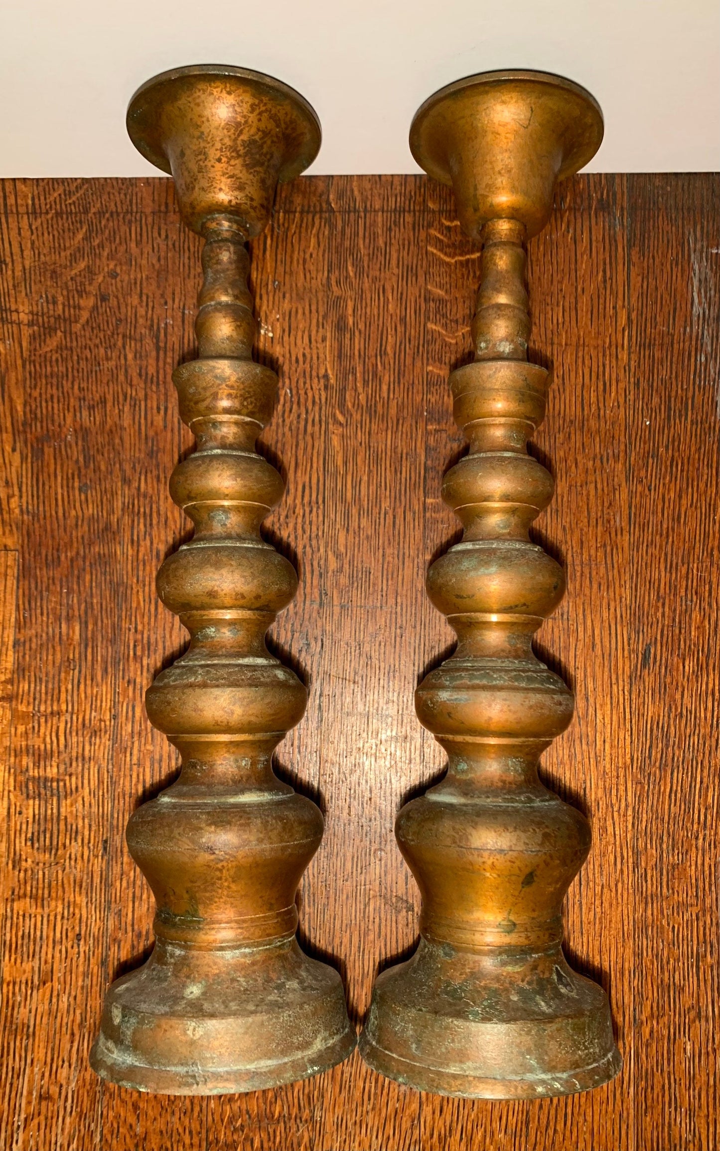 Vintage Brass Candlesticks, Set of 2