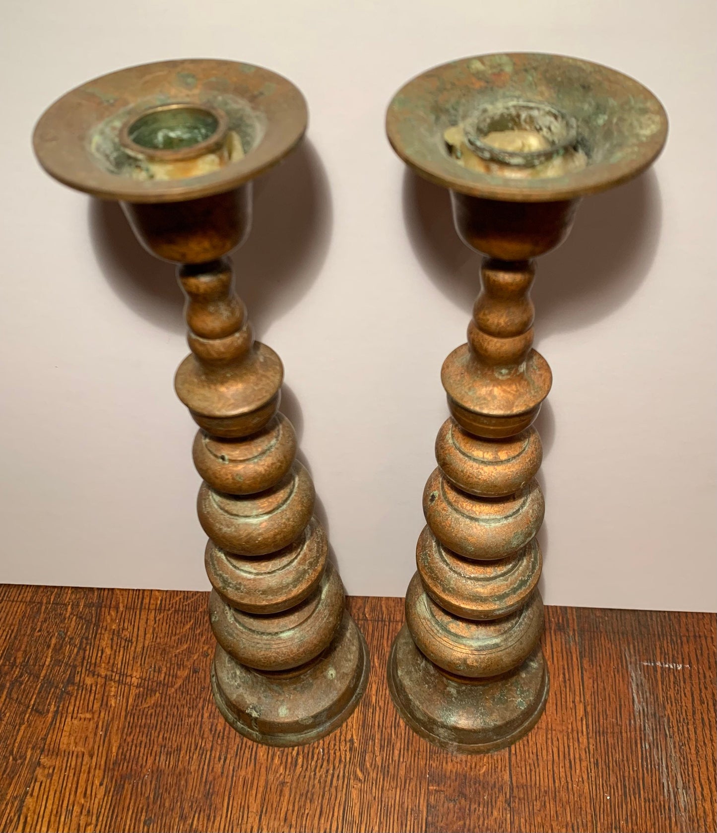 Vintage Brass Candlesticks, Set of 2