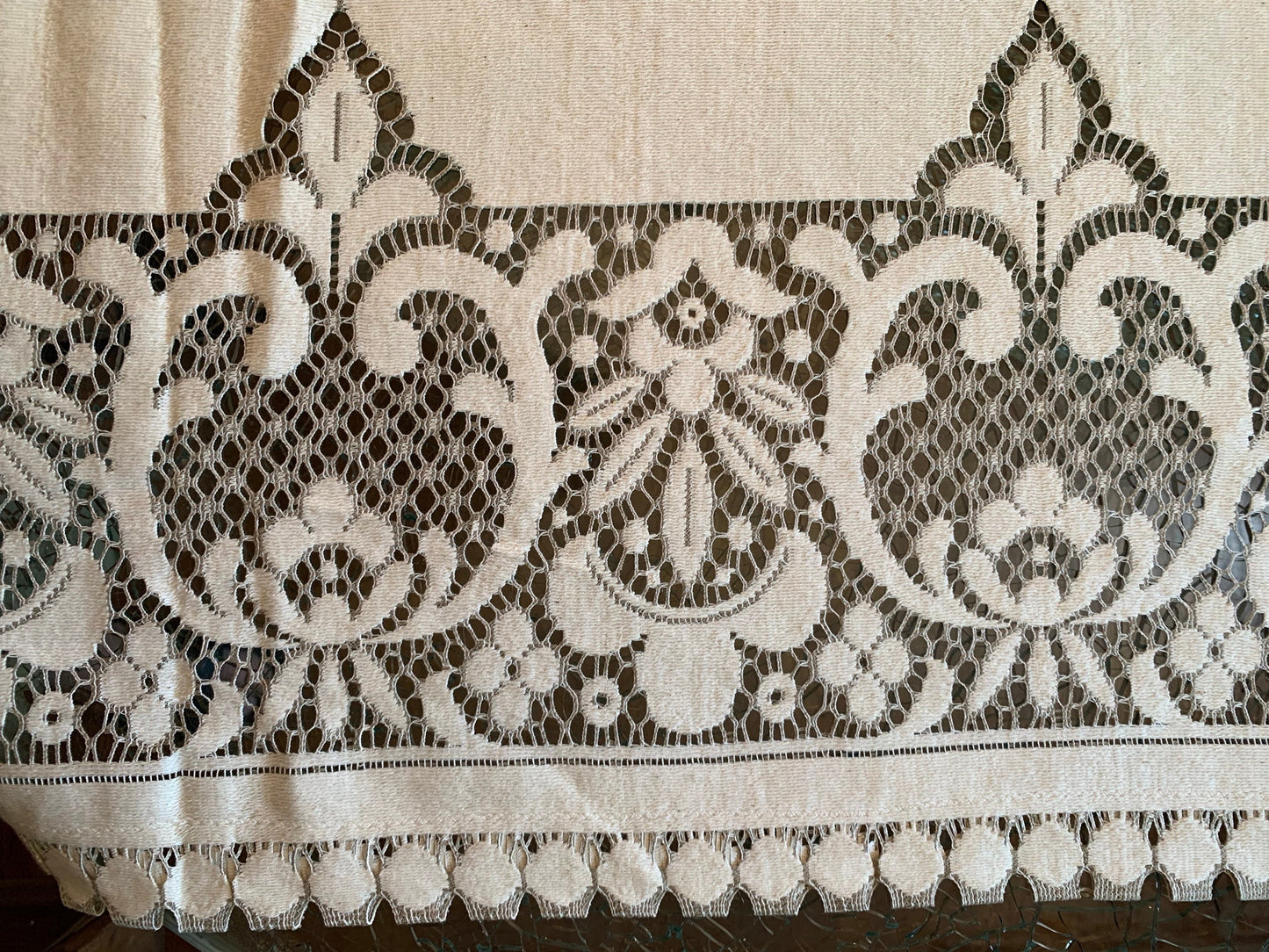 Vintage Cotton Linen Lace Tablecloth