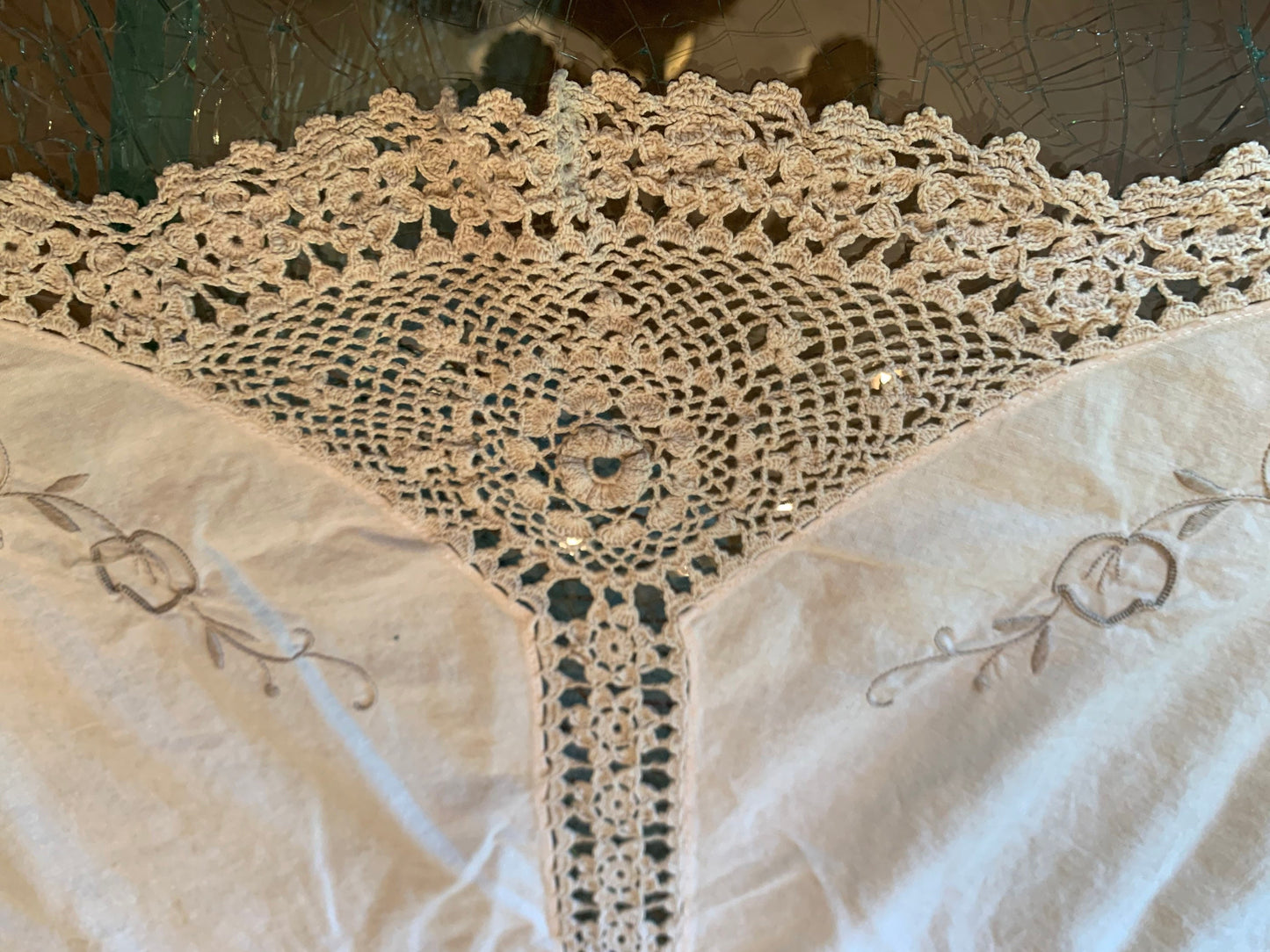 Vintage Cotton Crocheted Tablecloth