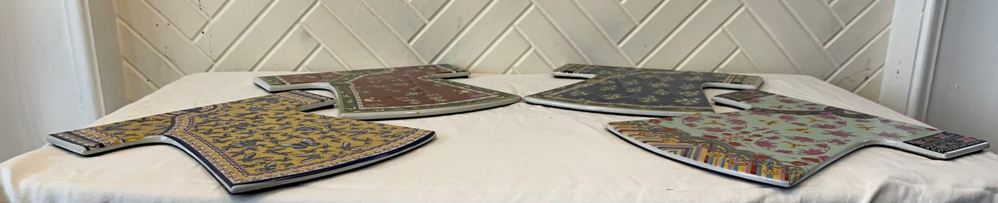 Ceramic Kimono Wall Hangings, Set of 4