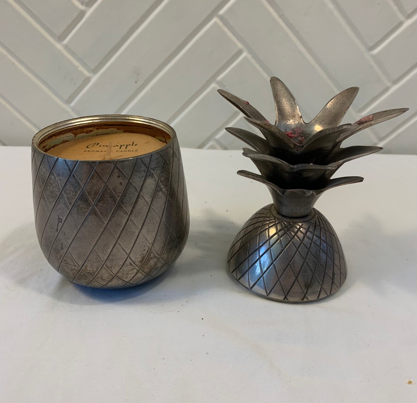 Vintage Silver-plate Pineapple Candle Holder