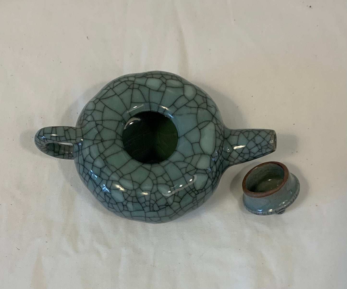 Vintage Crackle Ceramic Tea Pot