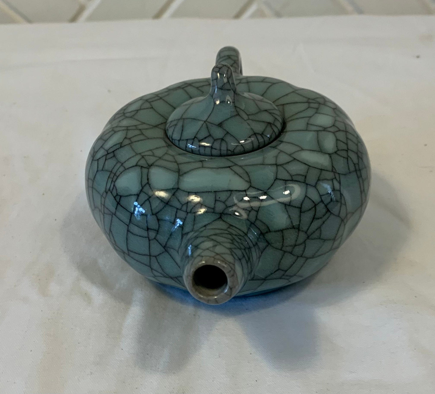 Vintage Crackle Ceramic Tea Pot