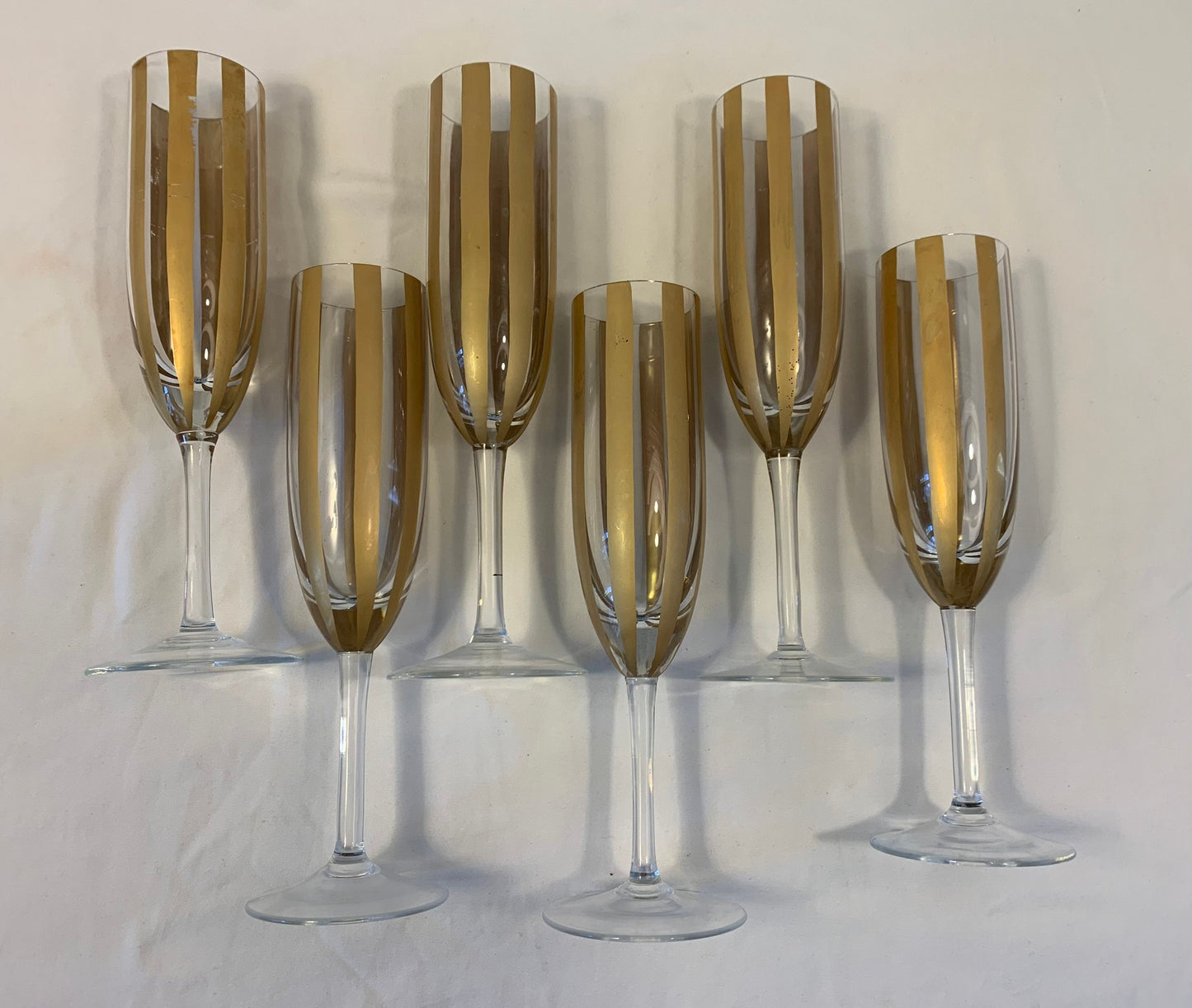 Gold Stripe Champagne Glasses, Set of 6