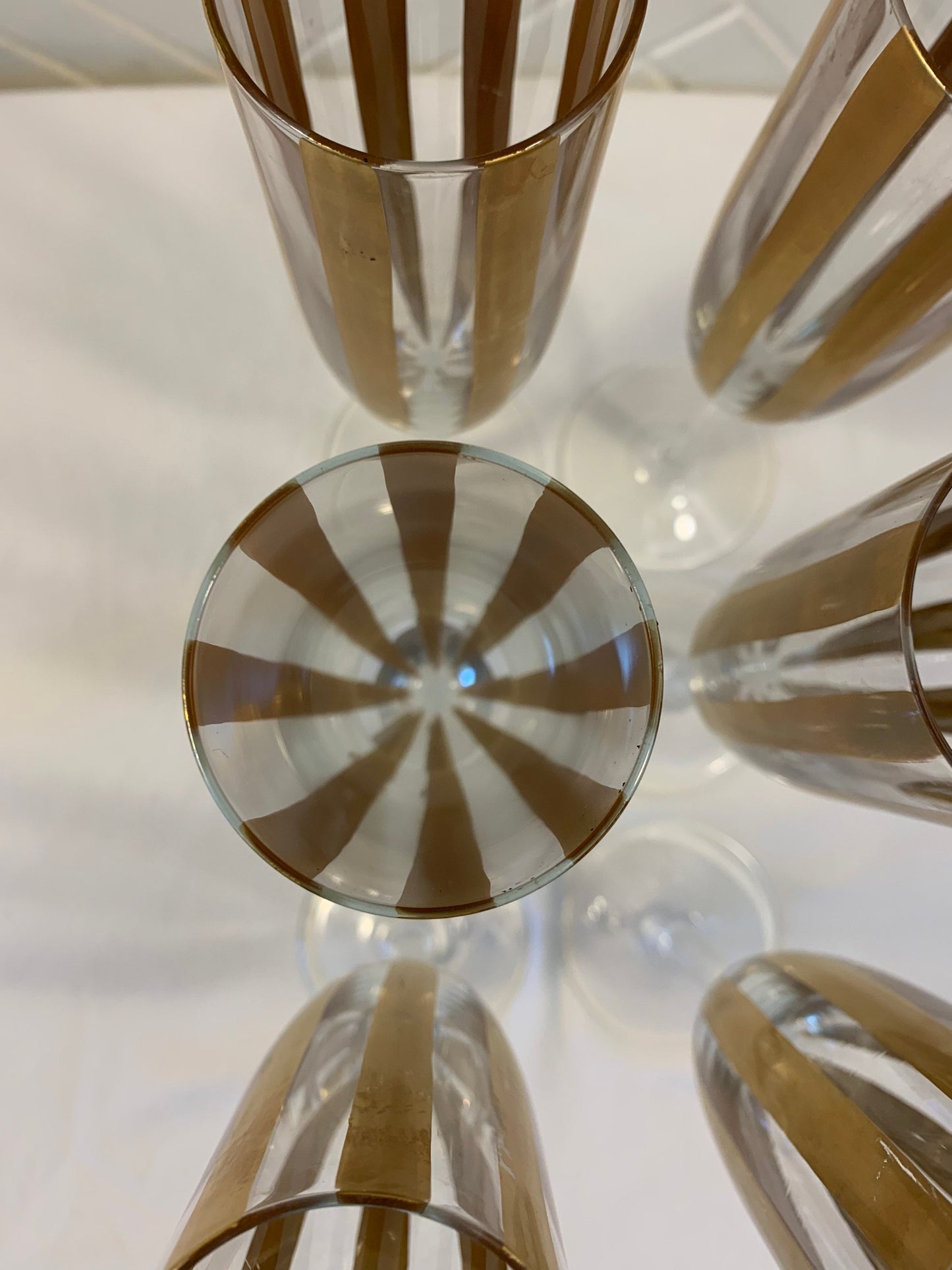 Gold Stripe Champagne Glasses, Set of 6