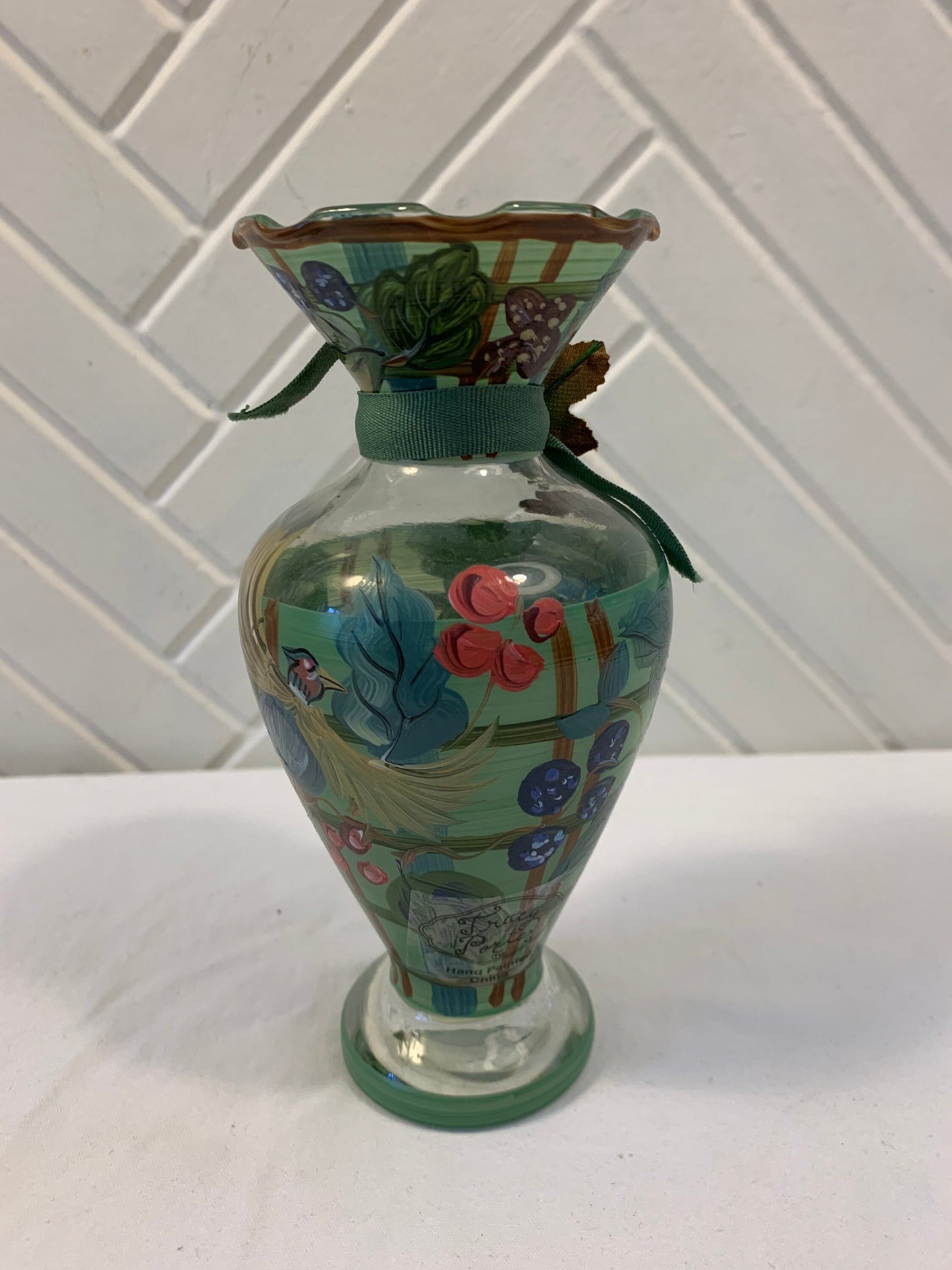 Hand Painted Glass Bud Vase